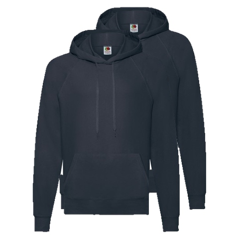 2x Pánská mikina s kapucí lehká mikina s kapucí Fruit of the Loom tmavě námořnická modrá M