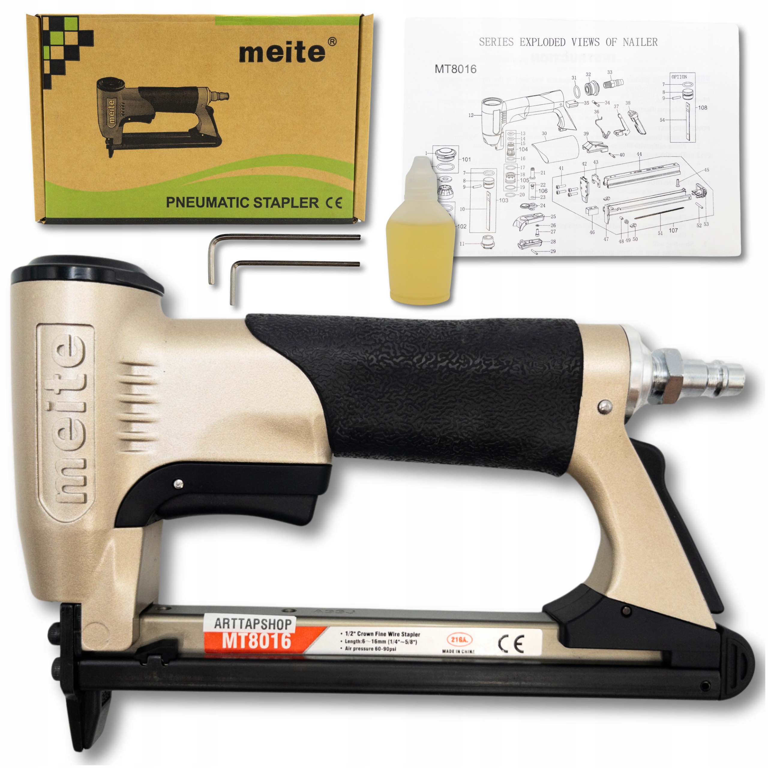Zszywacz tapicerski pneumatyczny taker Meite MT8016 zszywki typ 80 380