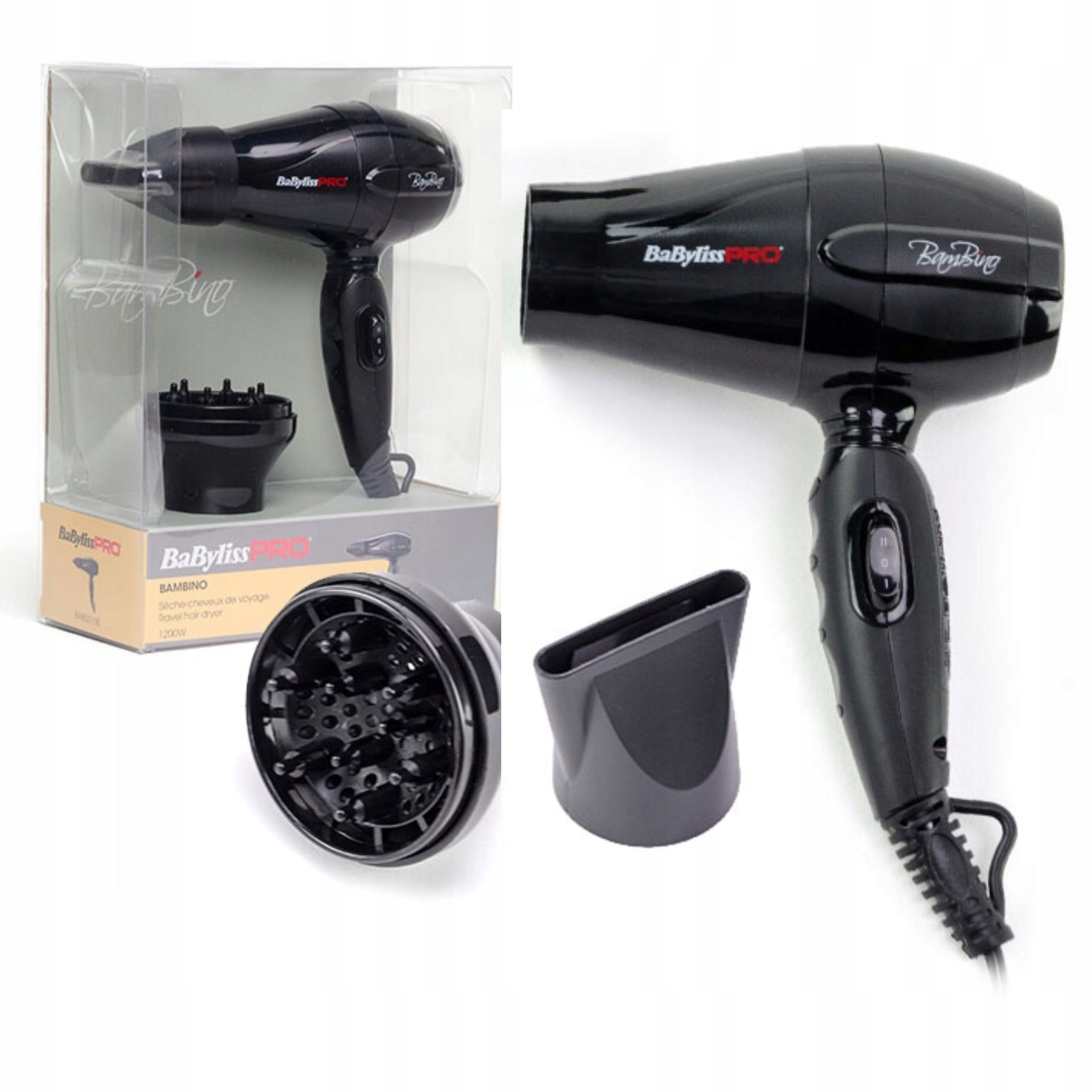 Babyliss Pro Mini Suszarka do włosów Bambino Dyfuzor Koncetrator 1200W