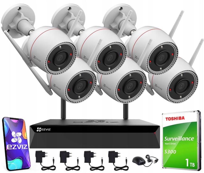 WiFi monitorovací sada 6 venkovních kamer 5Mpx Ezviz náhled 24/7