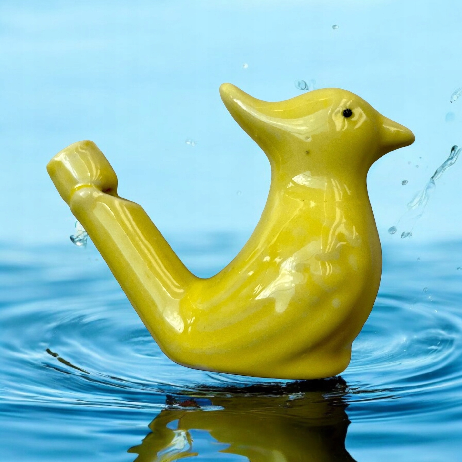 PTASZEK ceramiczny gwizdek na wodę śpiewający świergoczący żółte szkliwo Kod producenta PDC-ZOS