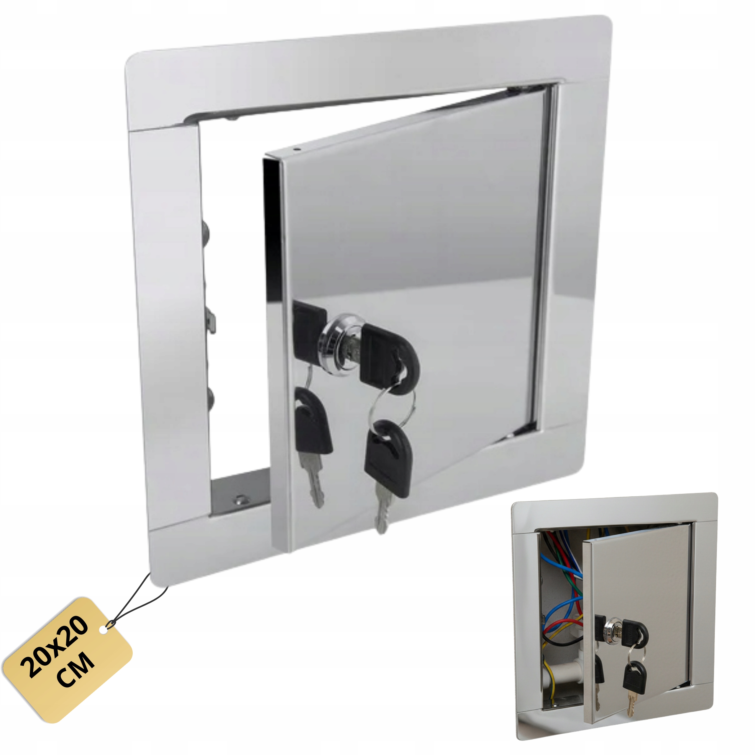 Revizní Dvířka 20x20 cm Kovový Rámeček Se Zámkem Nerezový Klíč