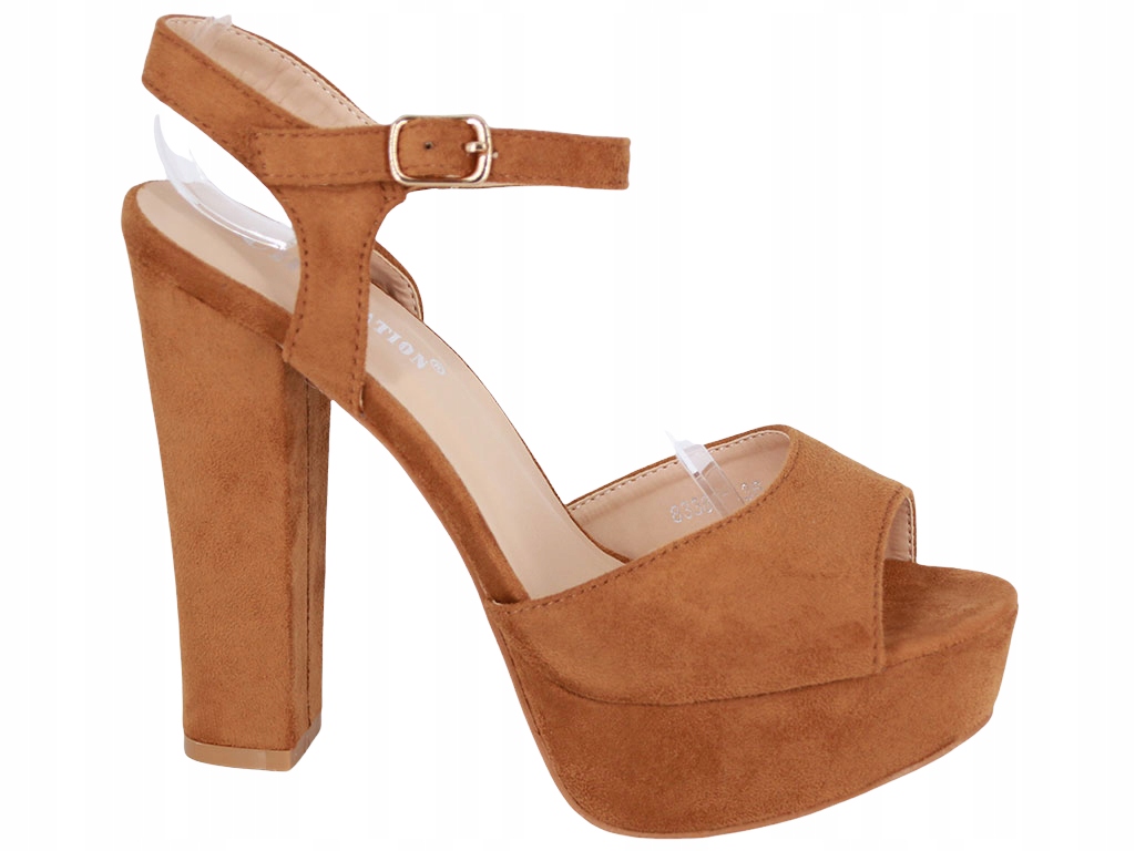 

Sandały Na Słupku Zamszowe Camel Rude F8_8338 38