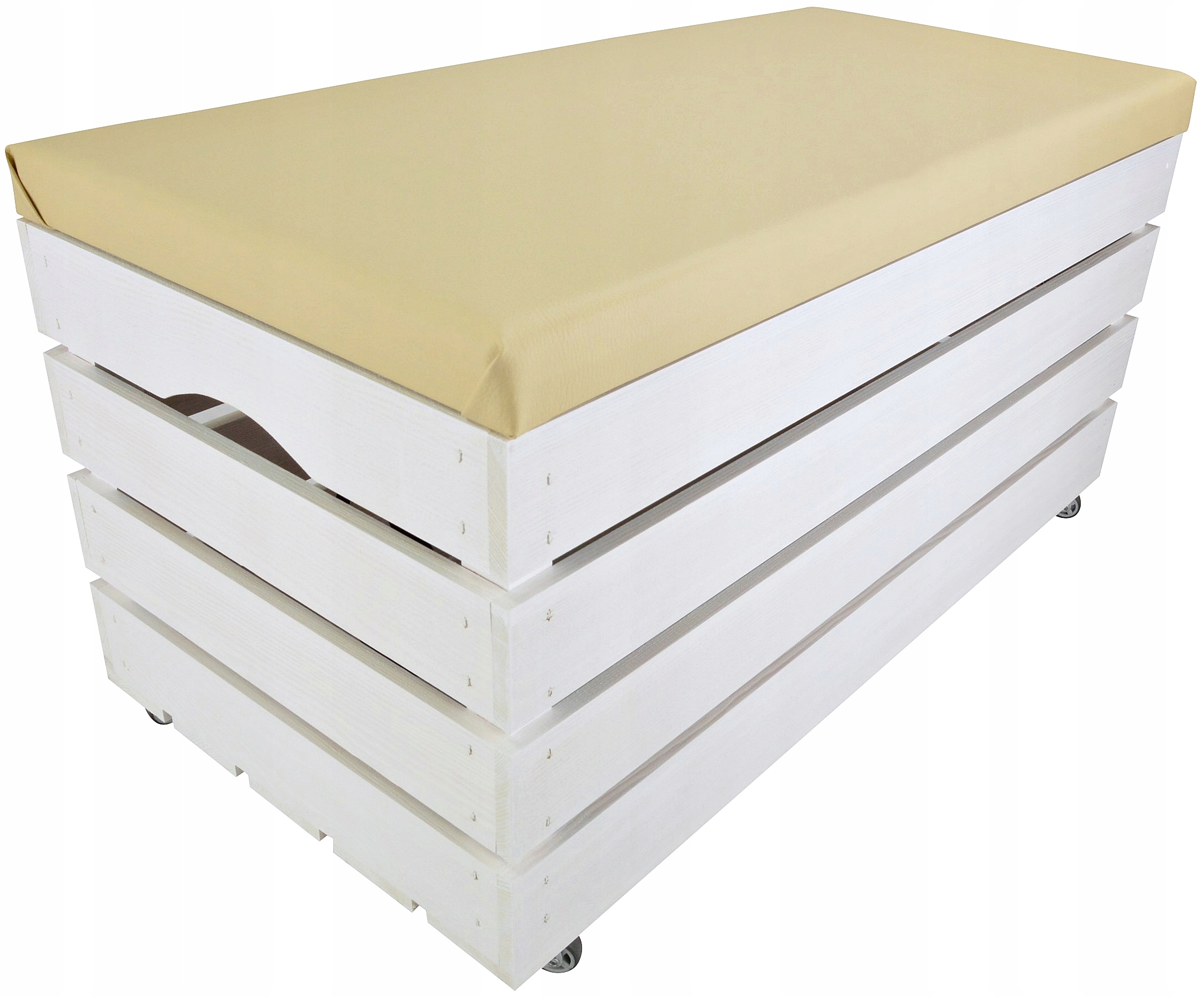 Úložný Prostor S Potahem Z Ekokůže Taburet Dřevěná Kolečka