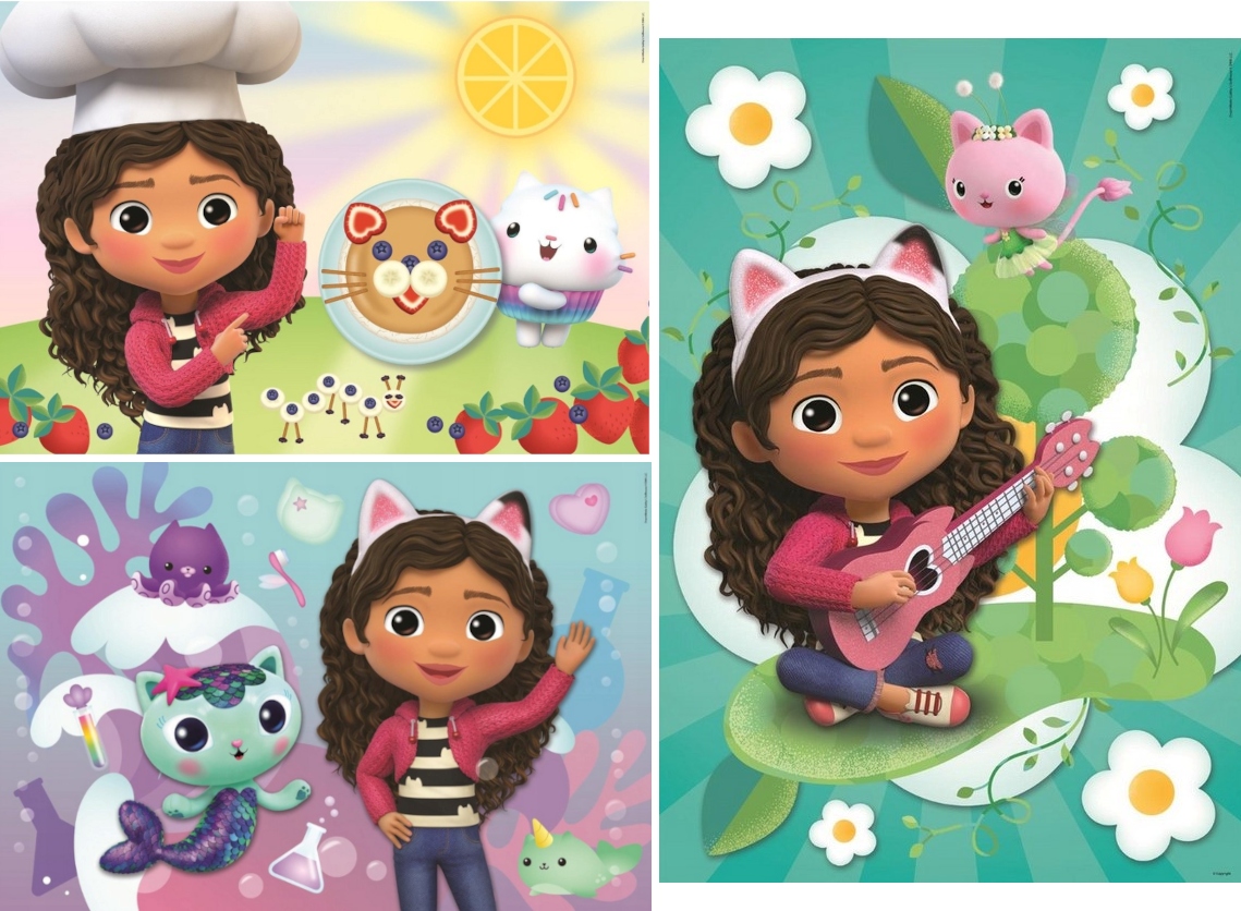 

Puzzle 3x 48 El Gabby's Dollhouse Koci Domek Gabi