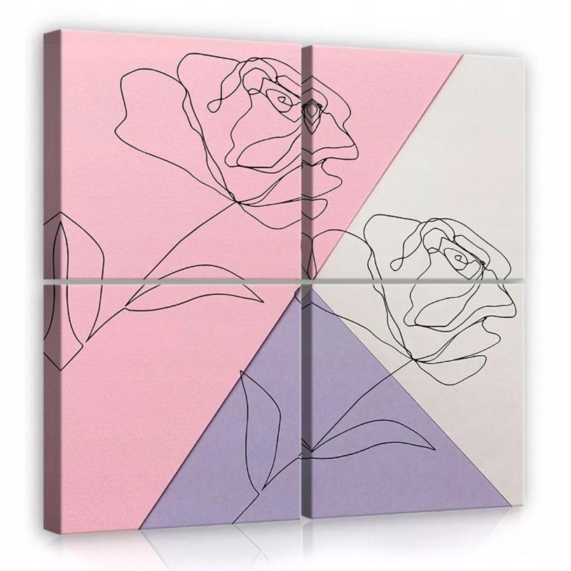 Obraz 50x50 modulární triptych bez rámu minimalismus růže pastelové barvy