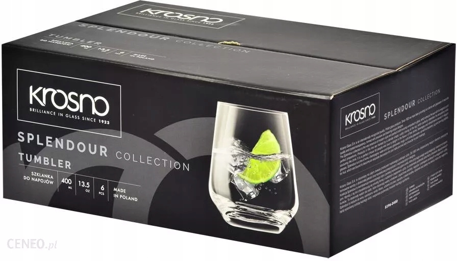 Szklanki do napojów 6 szt. 400 ml Splendour Krosno Stan opakowania oryginalne