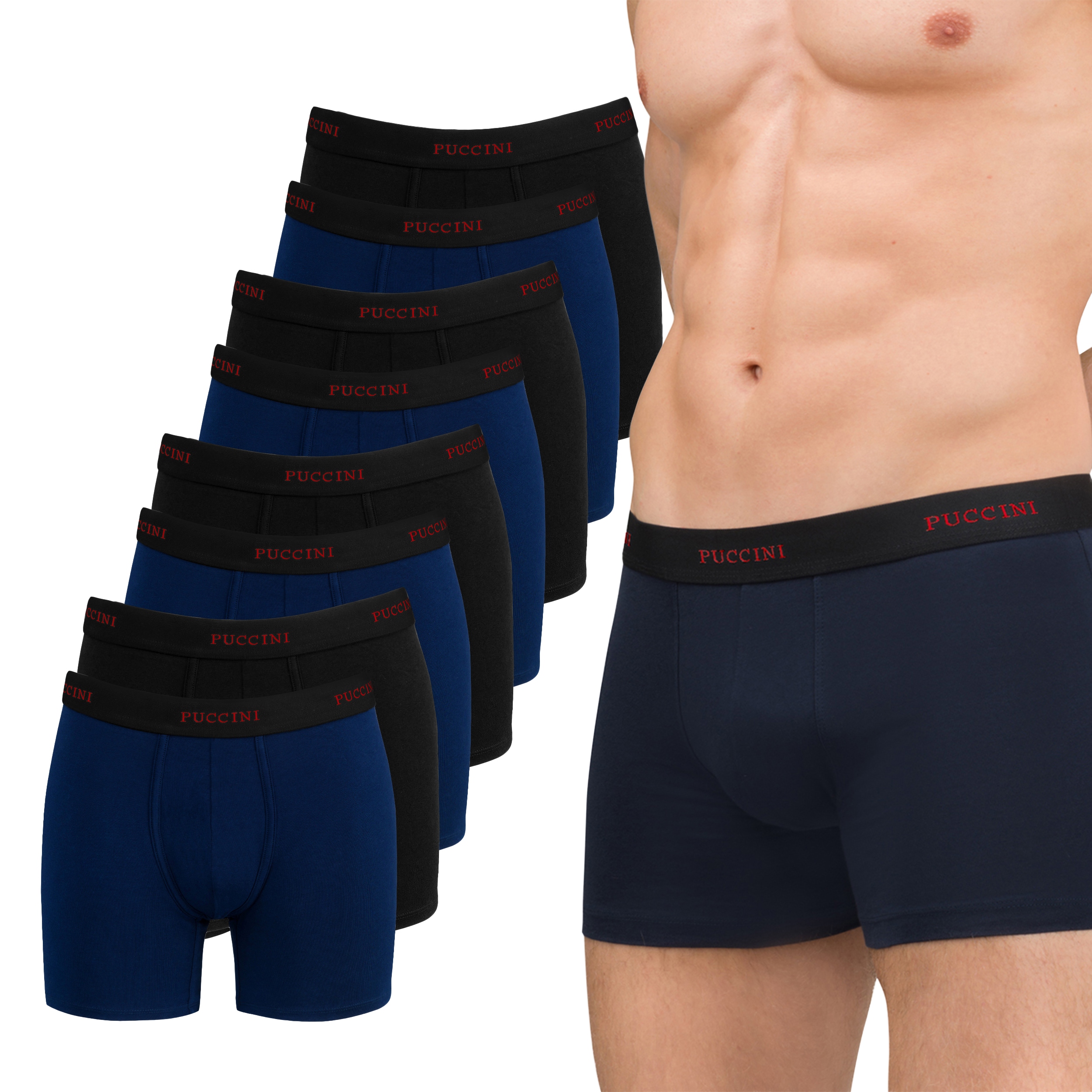 Pánské boxerky Puccini Černé Námořnická Modrá Sada 8 kusů Bavlněné L BX05L-1-7A