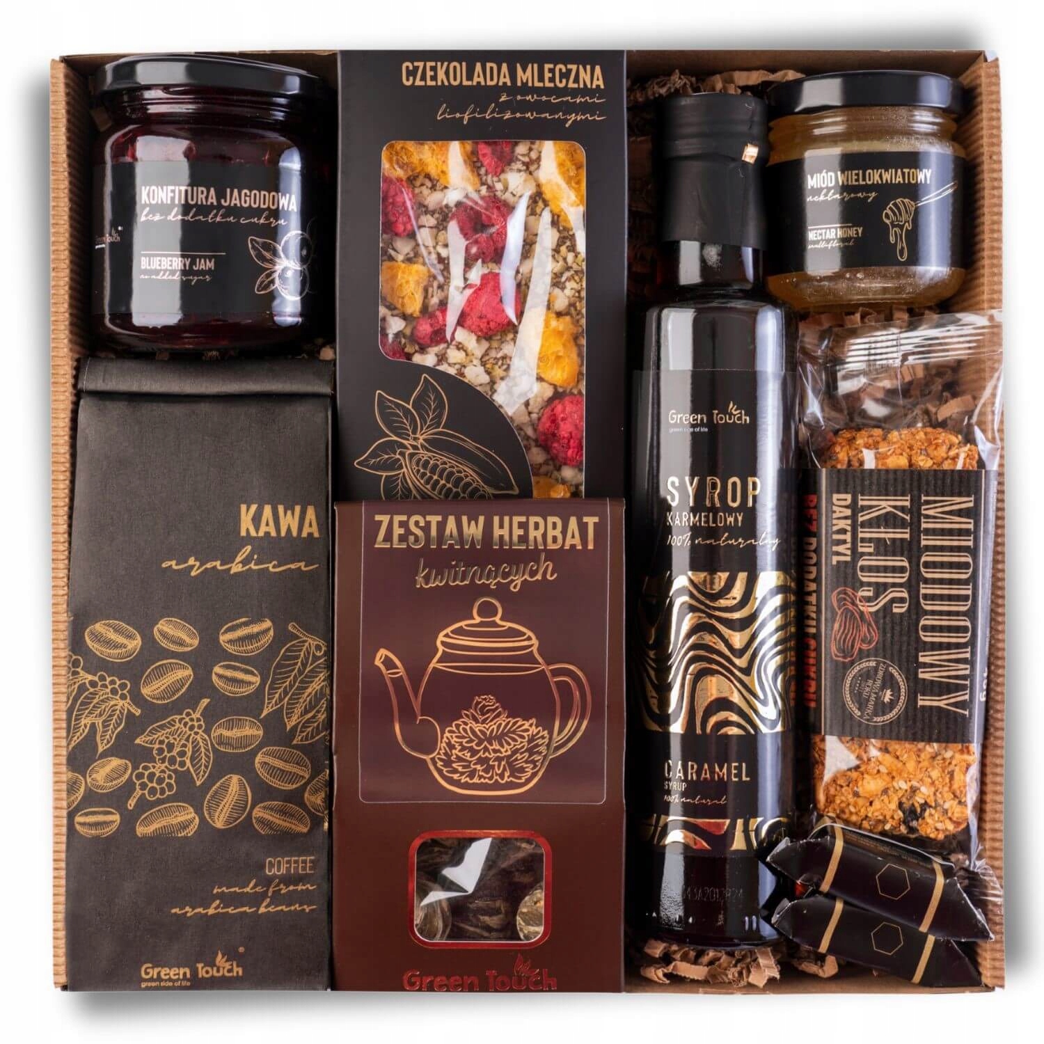 Levně Dárková Sada Košů čaj káva med sirup čokoláda prémiový zavařenina