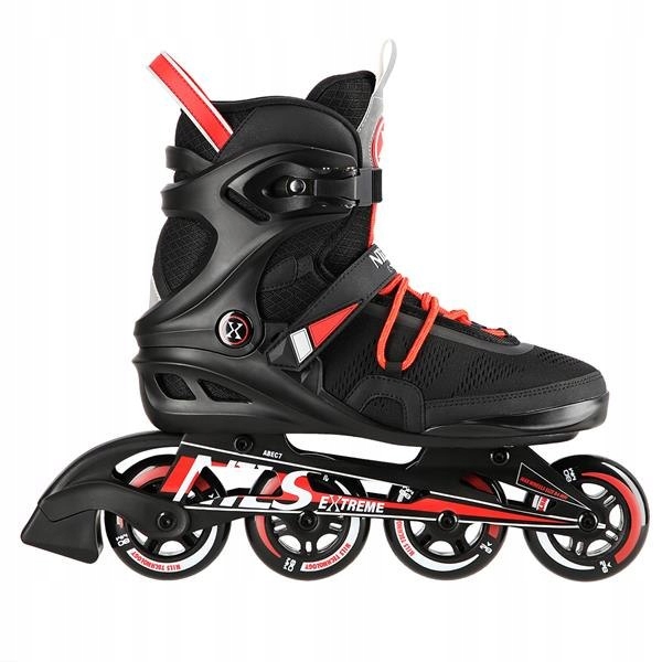 Kolečkové Brusle 40 Nils Extreme Brusle 2v1 Černé ABEC7 Skate Plachta Alu