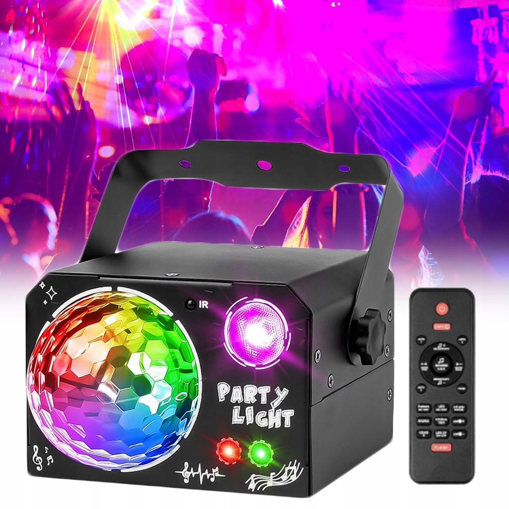 Led Světelný Efekt Disco Osvětlení 4v1 Na Párty Laserová Kula Rgb s Pilotem