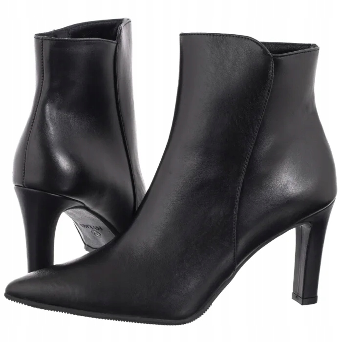 Kožené dámské Kotníkové Boty na podpatku Ryłko černé B8VB4 černé