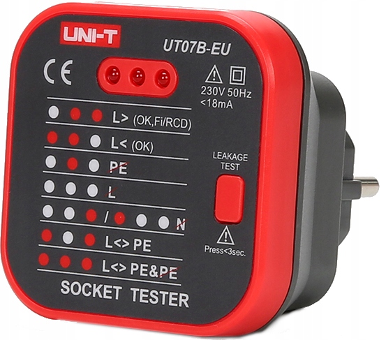 

Tester gniazdek sieciowych 230V Uni-T UT07B-EU Rcd