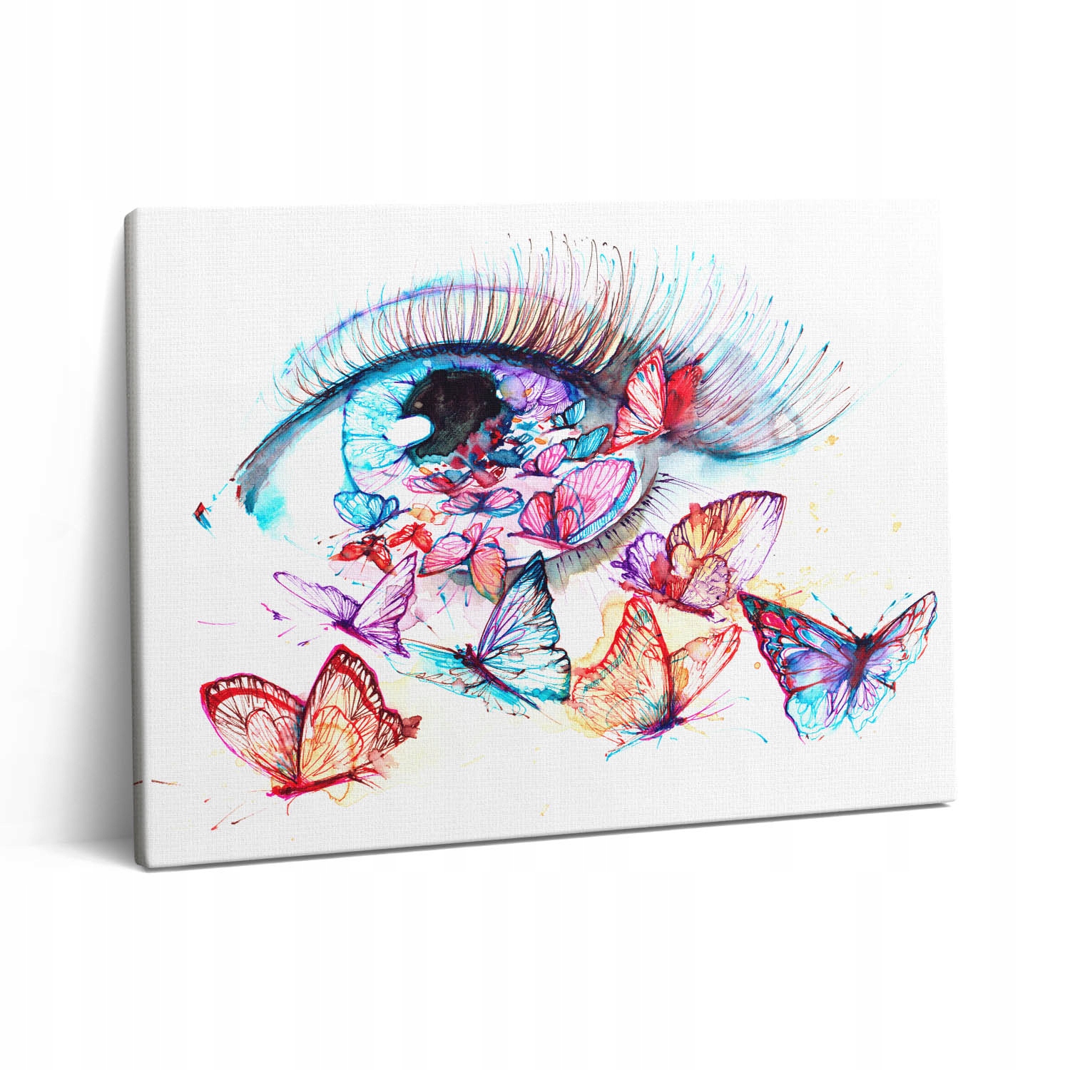 Canvas Foto Plátno do kanceláře Moderní barevné malované oko a motýli