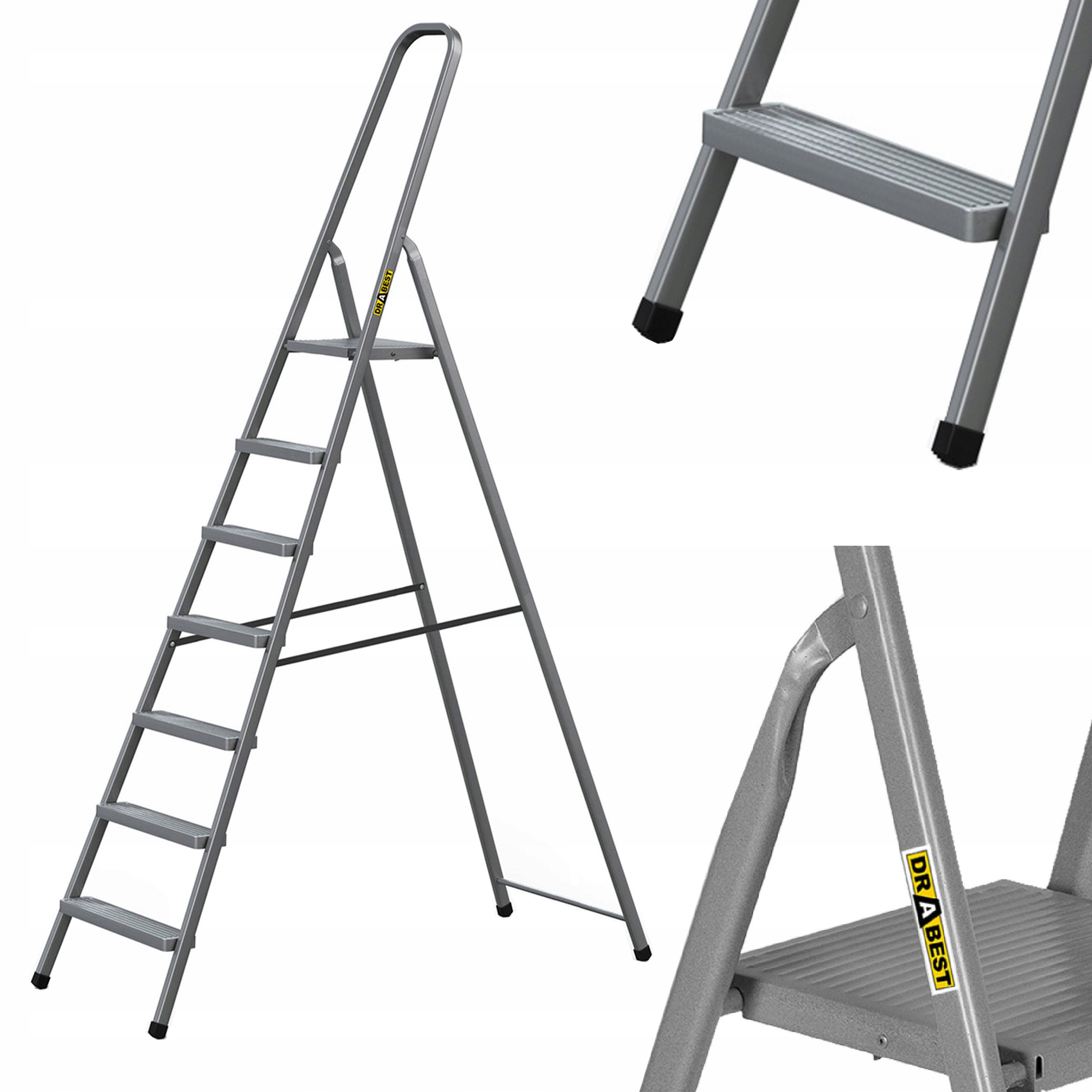 Domáca jednostranná oceľová rebríková tyč 7-stupňová Drabest