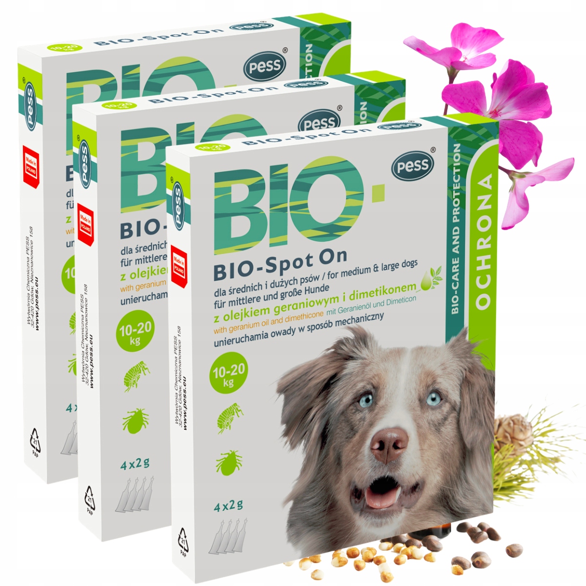 Levně Kapky Na Blechy A Klíšťata Pro Středního A Velkého Psa 10-20 kg 4 x 2 g x 3