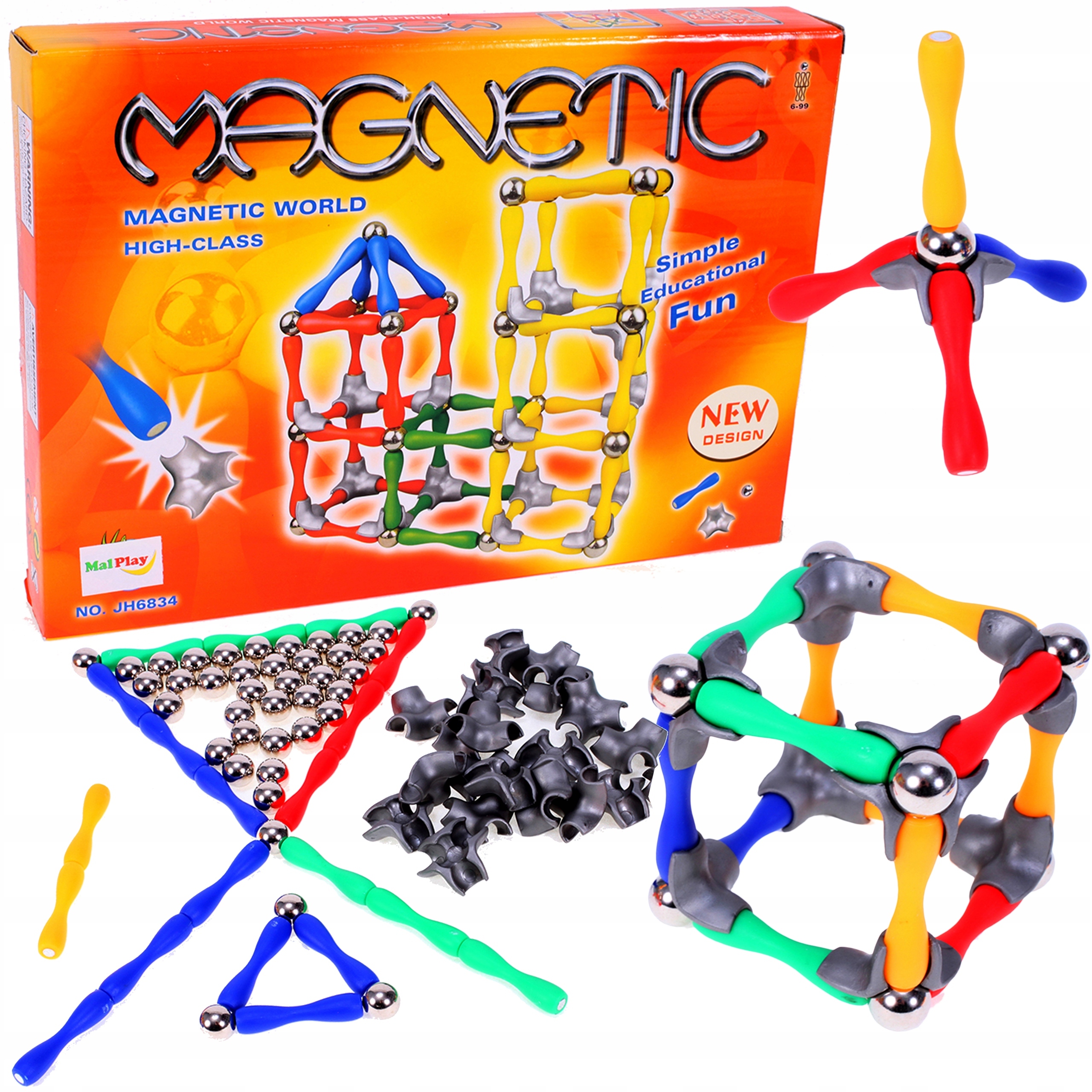 

Układanka Klocki Magnetyczne 120 Elem. Kolorowe