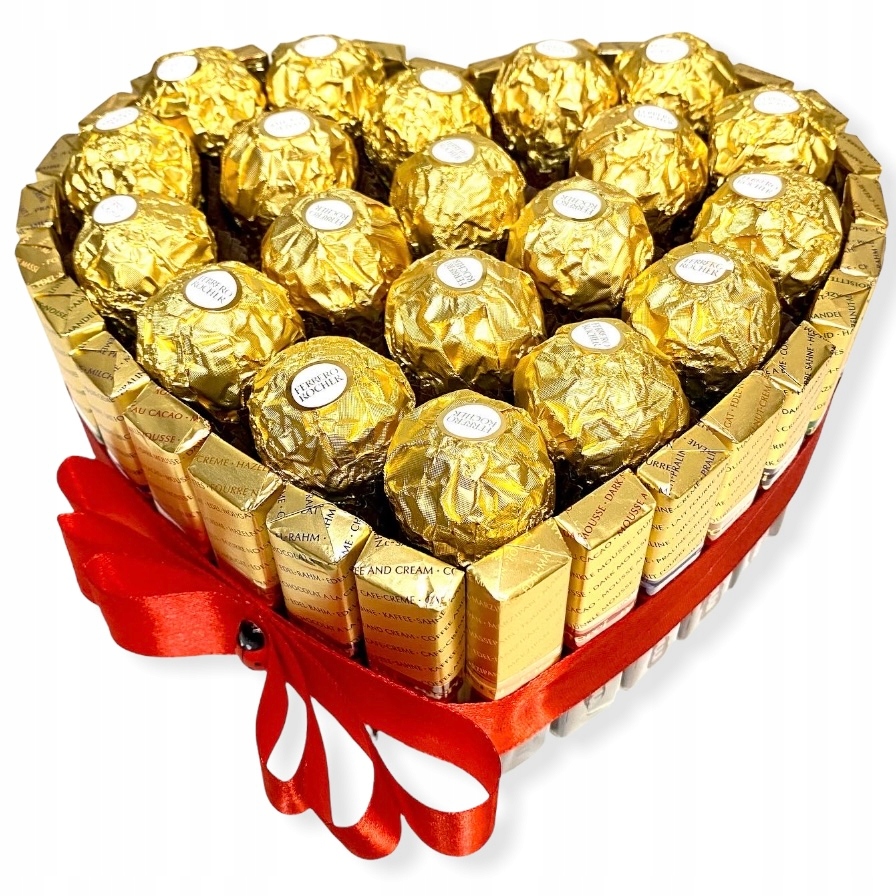 Zestaw Tort Serce z Merci i Ferrero Urodziny Rocznica Dzień Mamy