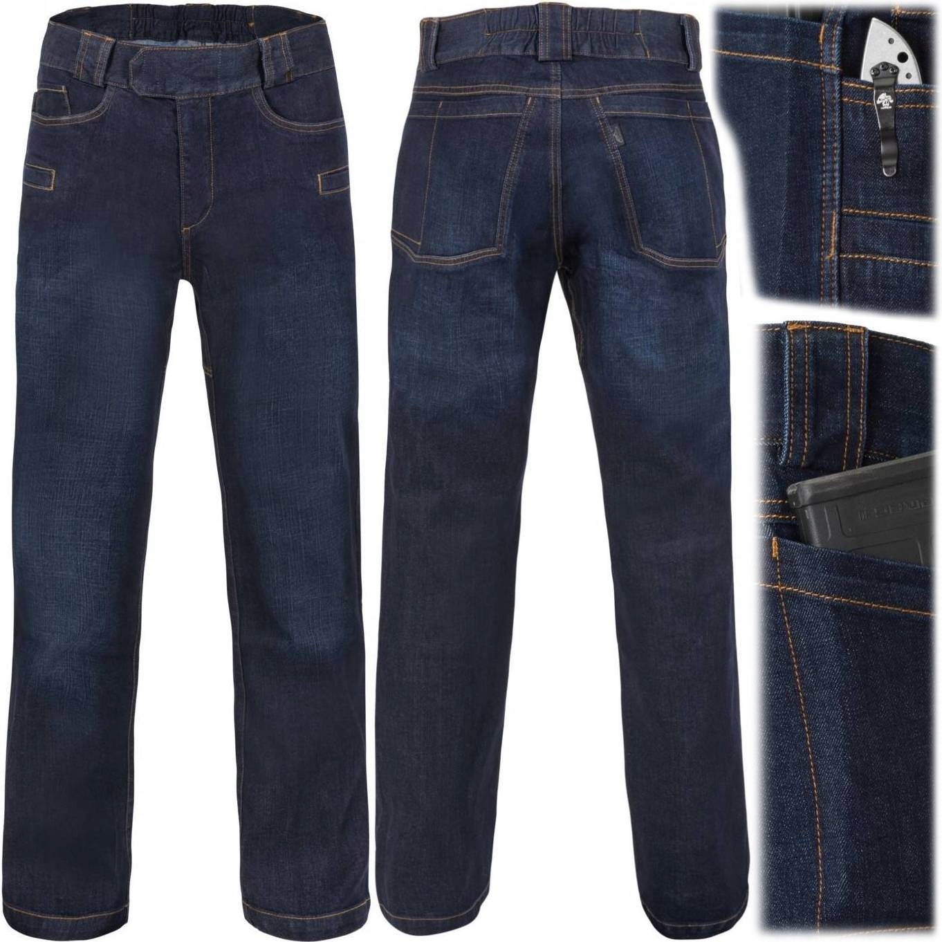 Helikon Kalhoty Greyman Tactical Jeans Slim Denim Dark Blue vel. L Long