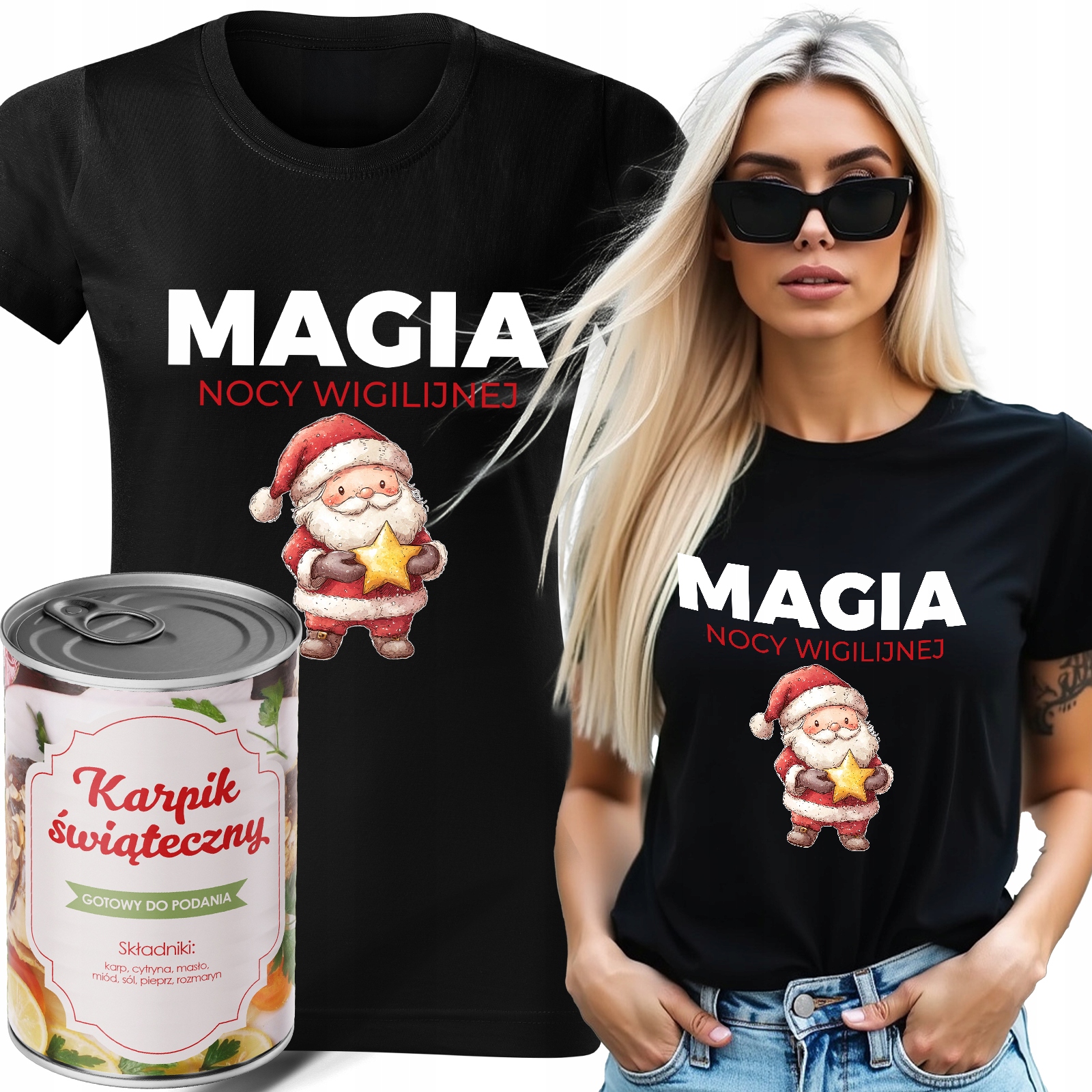 Tričko Tričko V Plechovce, Černé, Dámský Vánoční Dárek Kouzlo Noci Vel M
