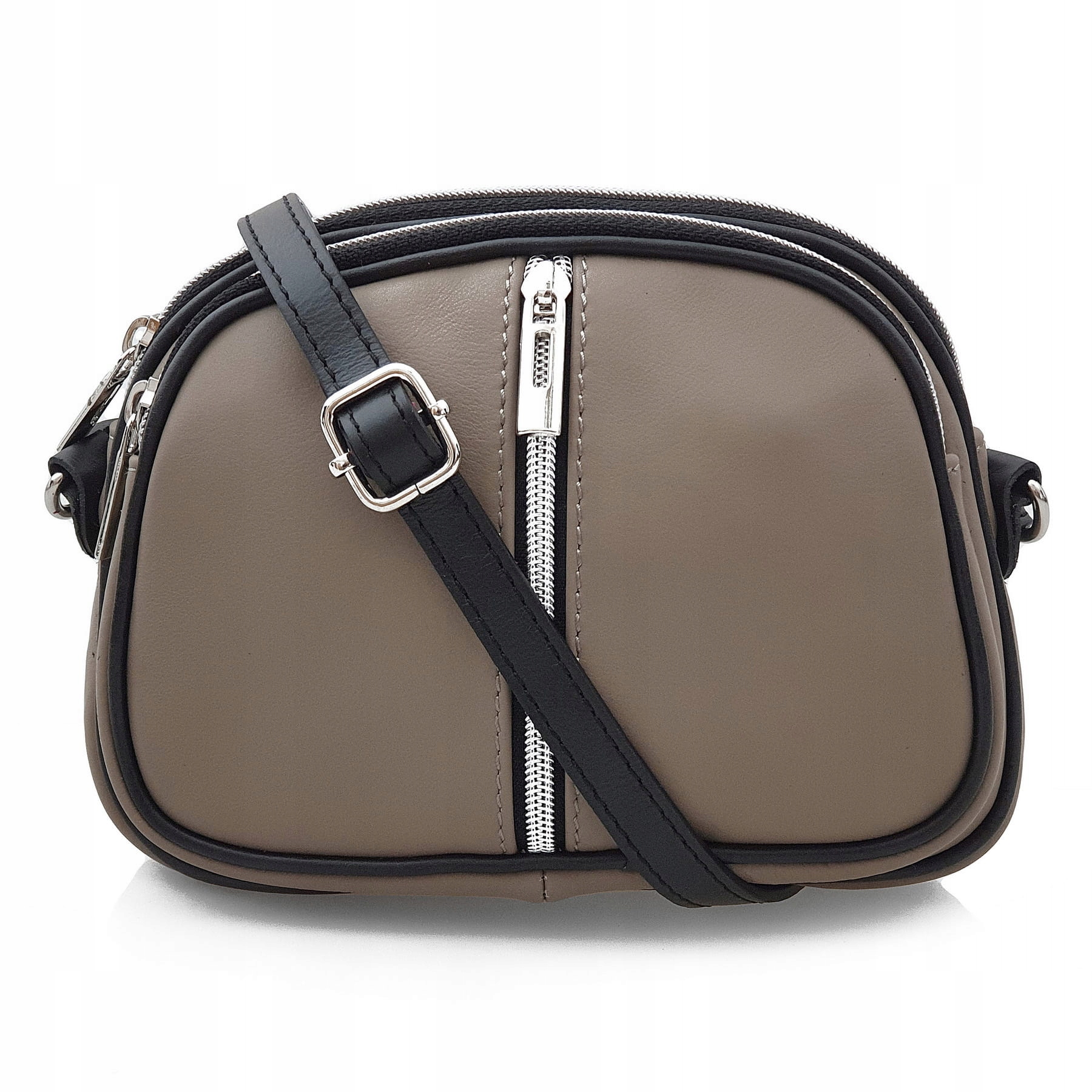 

Torebka skórzana listonoszka 3 komorowa Taupe