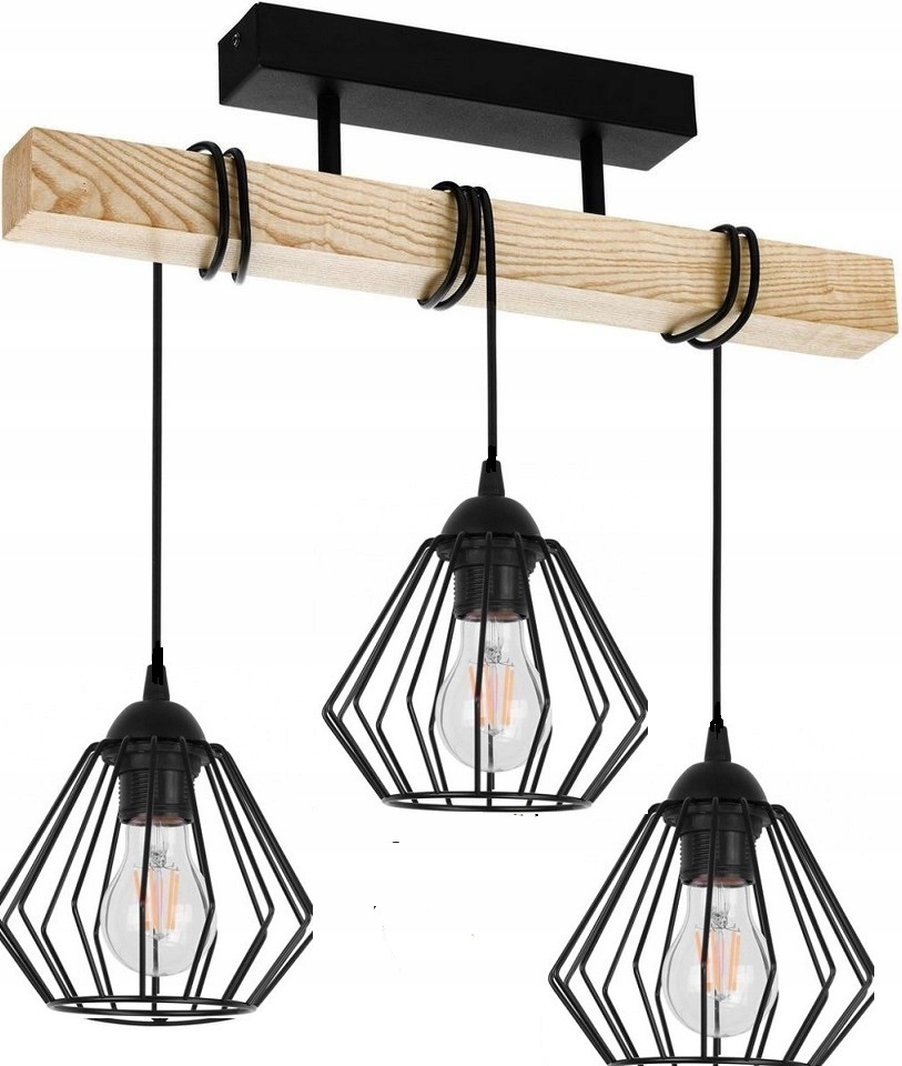 Lampa luster drevo 3xE27 Loft Čierny drôtik