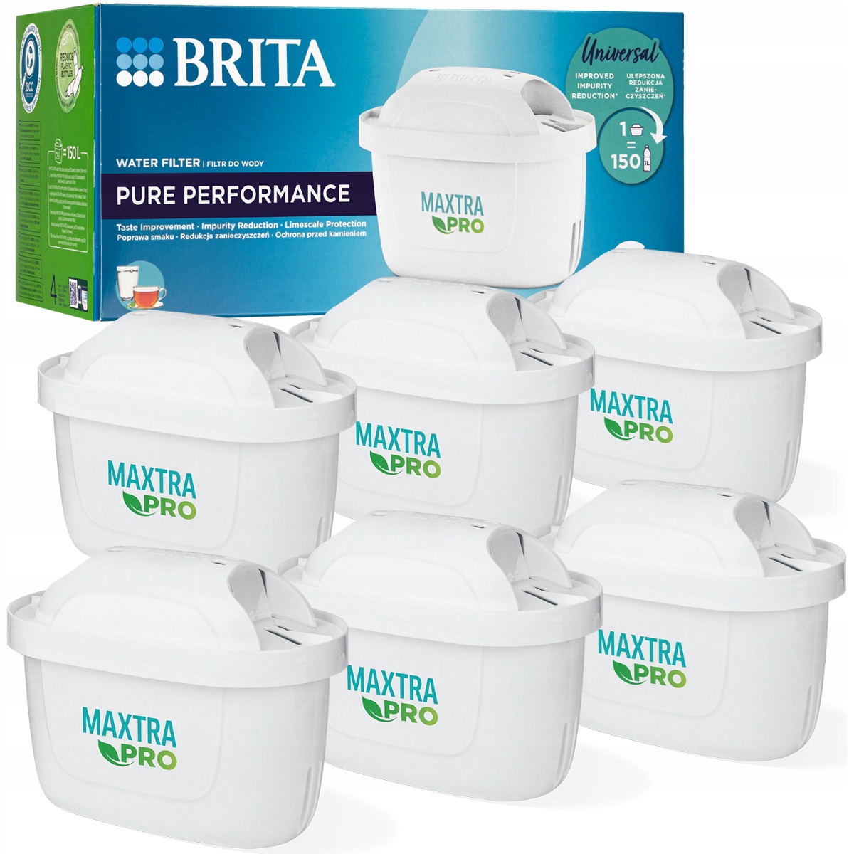 6x Wkład Filtr Do Wody Brita Maxtra Plus Pro Pure Performance Oryginał
