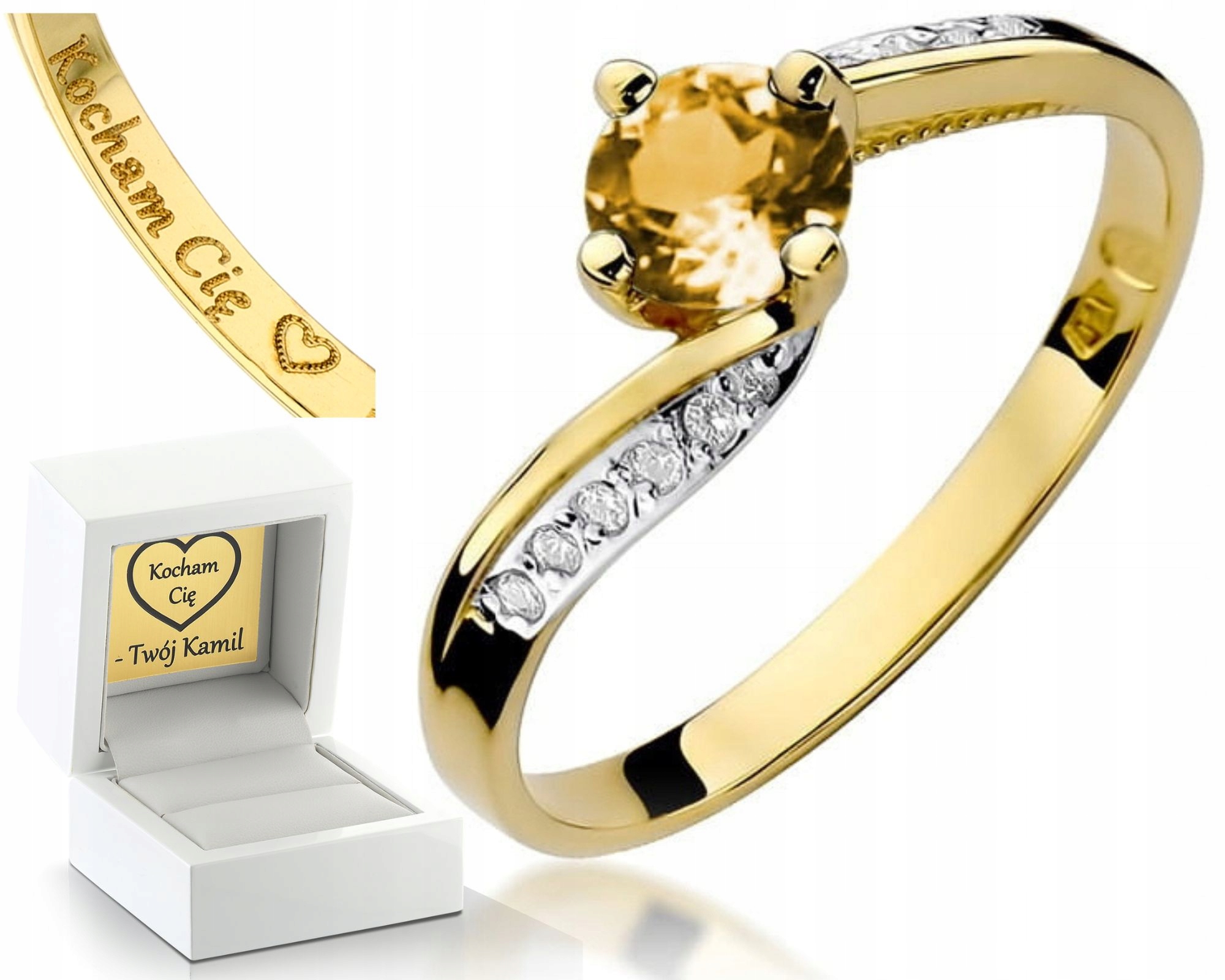 Prstýnek Citronový Diamant Gravírování Bonus 585