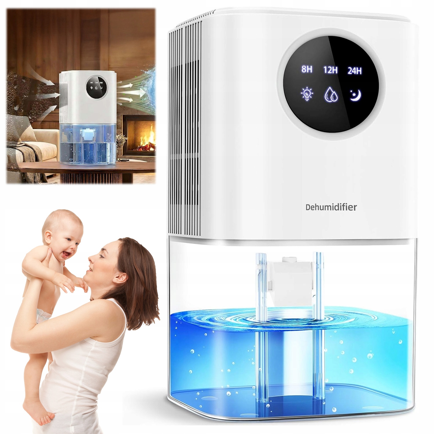 Osuszacz Powietrza Pochłaniacz Wilgoci 1.7L Automatyczne Wyłączanie 22.5W