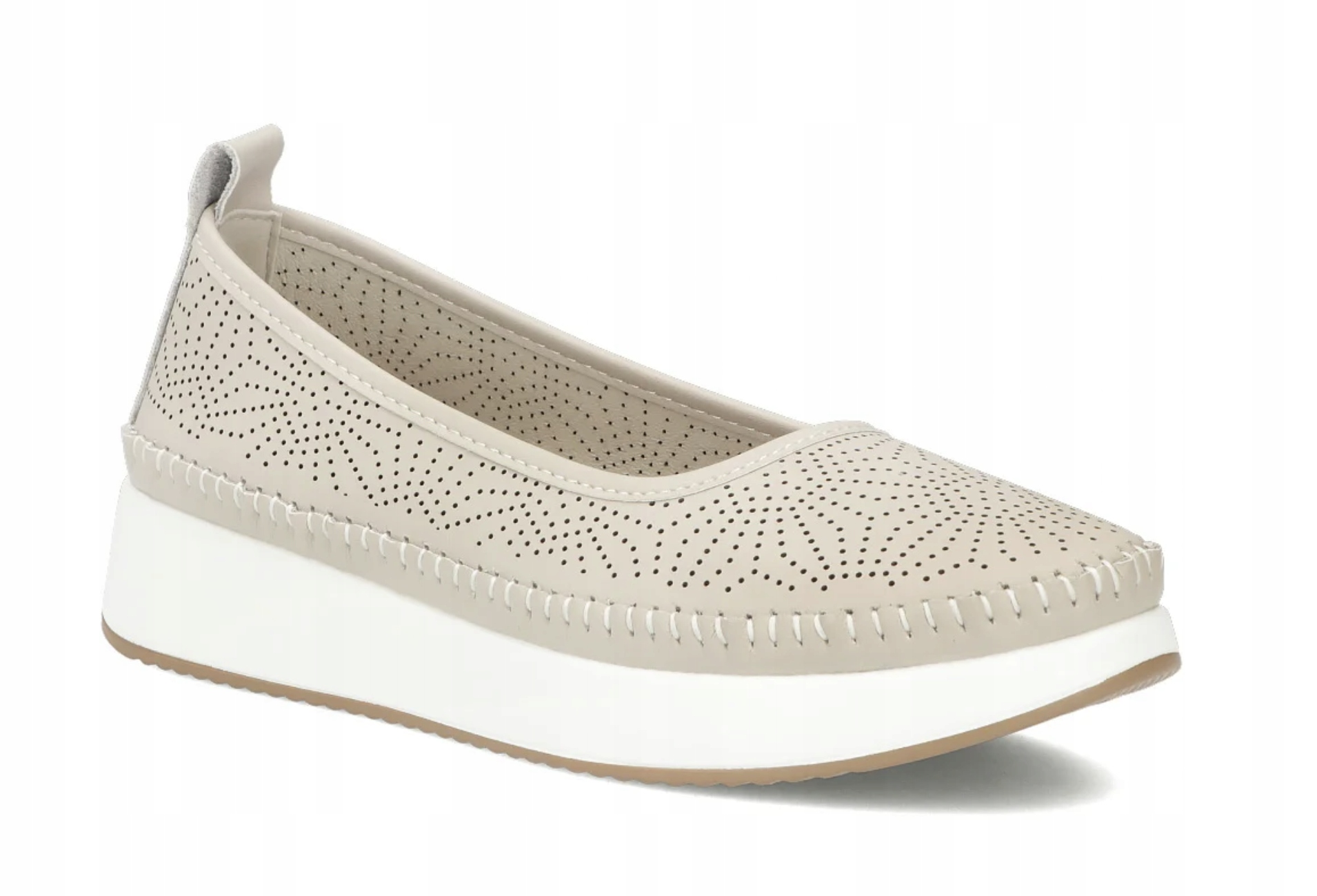 Skórzane Półbuty Filippo DP7530 Ażurowe Beżowe Wsuwane Buty Damskie 37