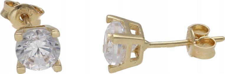 Zlaté náušnice 585, kulatá zirkon tyčinka s elegantním vzorem pro ni 14k