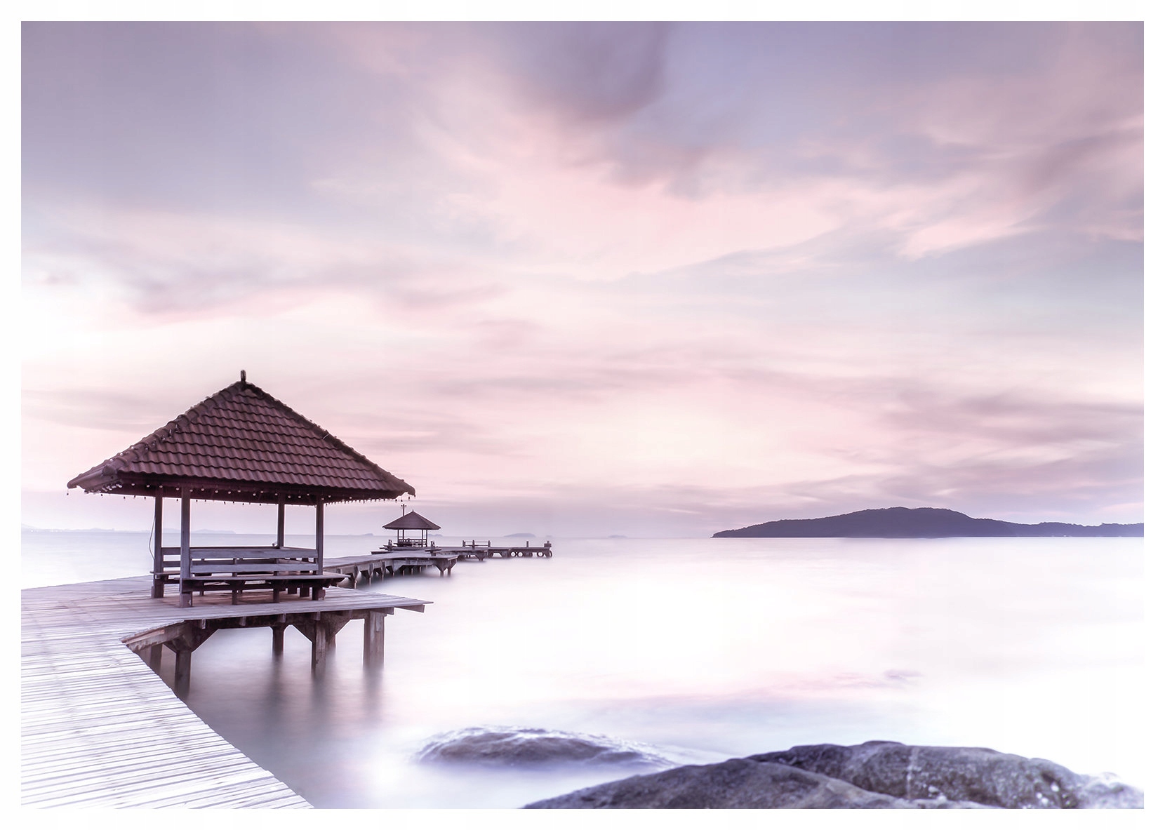 Fototapeta Klidné pastelové molo a altány harmonie 200x140 lepidlo