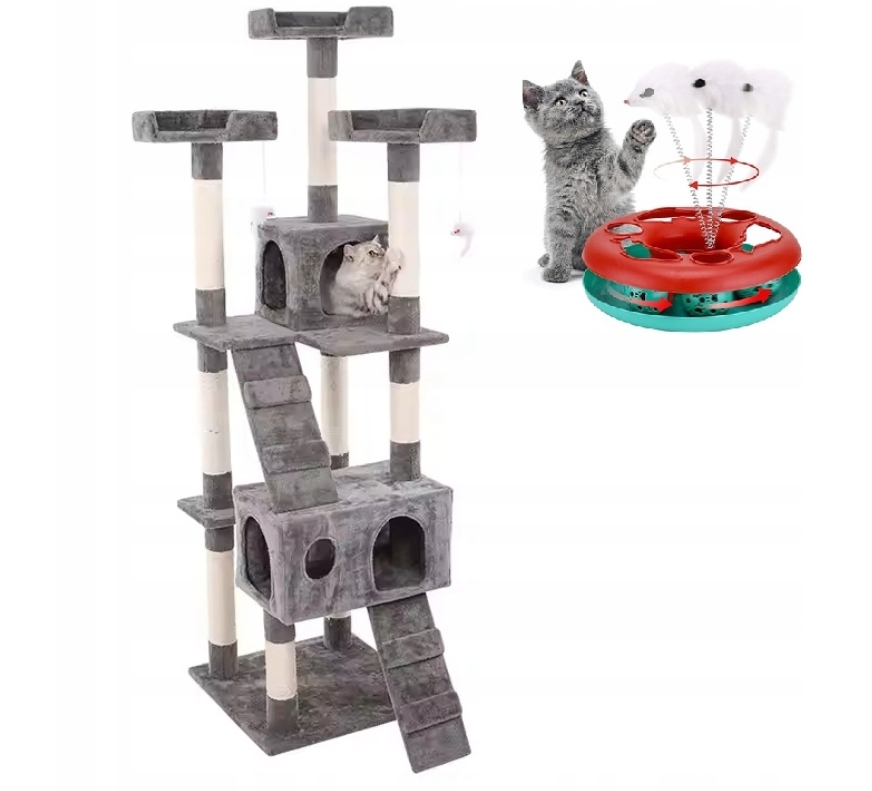 Drapak Dla Kota Wieża Legowisko Domek 8 Poziomów Wysoki 170 CM Zabawka