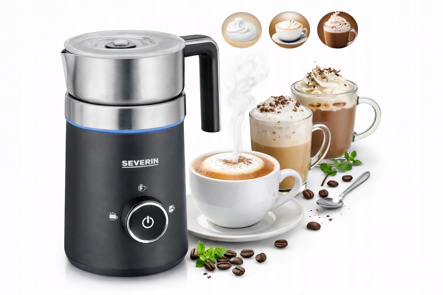 Spieniacz Do Mleka Indukcyjny 500W 500ML Funkcja Czekolady Severin SM3585
