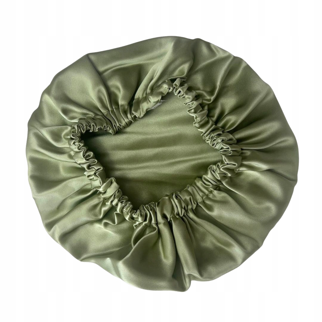 Hedvábná čepice na spaní, čepice z hedvábí 100% hedvábí matcha zelená