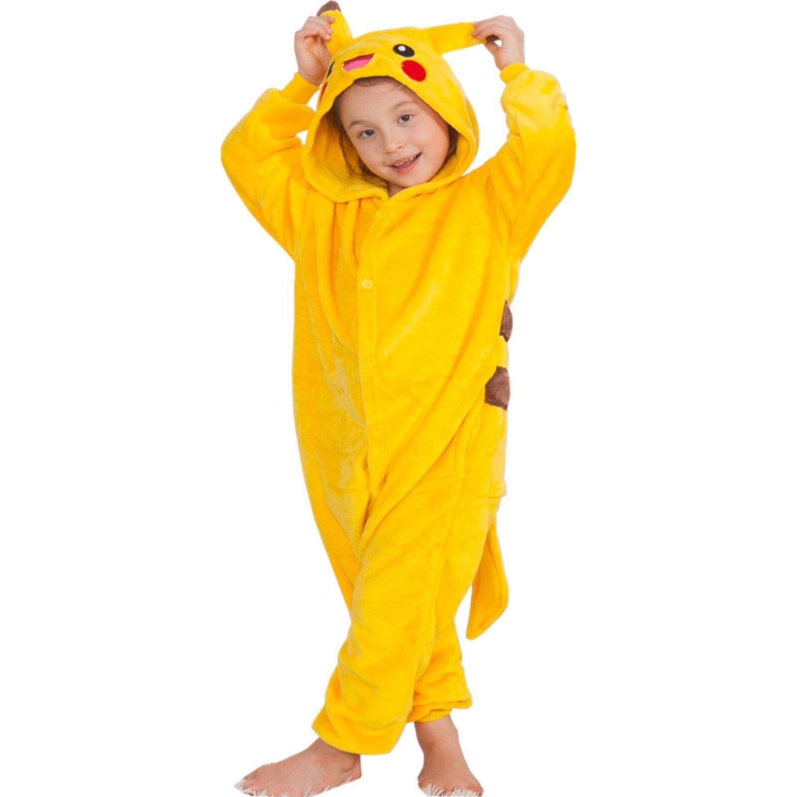 STRÓJ PIKACHU PRZEBRANIE DLA DZIECI POKEMON KOSTIUM PLUSZOWY PIŻAMA r 110CM Okazje uniwersalny