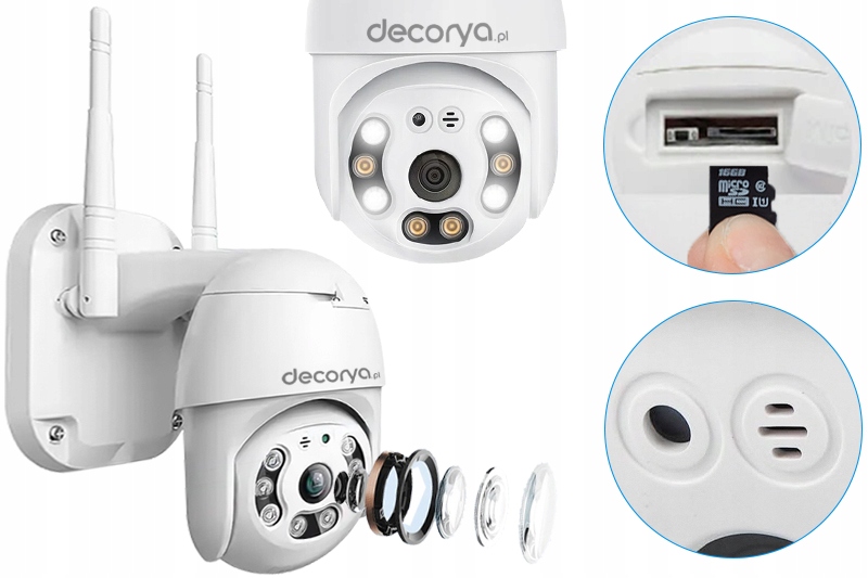 KAMERA OBROTOWA MONITORIG Z ALARMEM WI-FI Z, APLIKACJĄ, FULL HD IP66 Szerokość produktu 10 cm