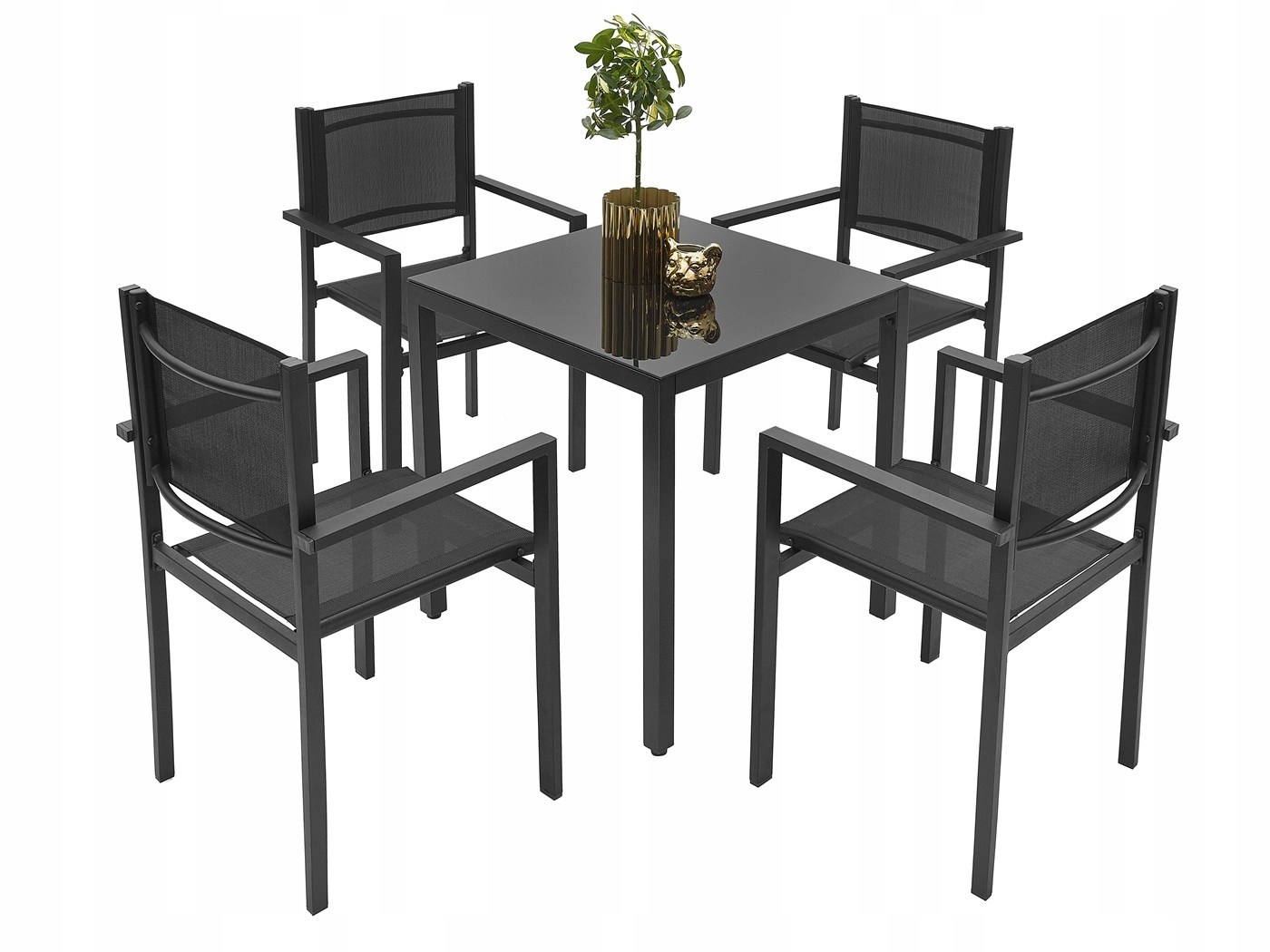 ZESTAW OGRODOWY SZKLANY STÓŁ 4K MEBLE OGRODOWE