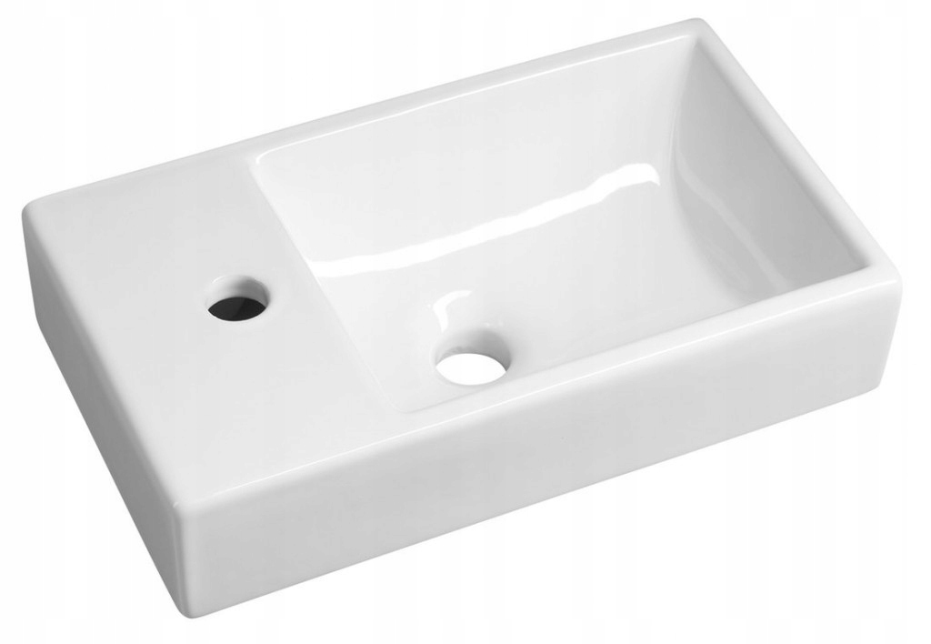 Minos keramické umývadlo, 45x26cm, batéria vľavo, biela (4757) /po/