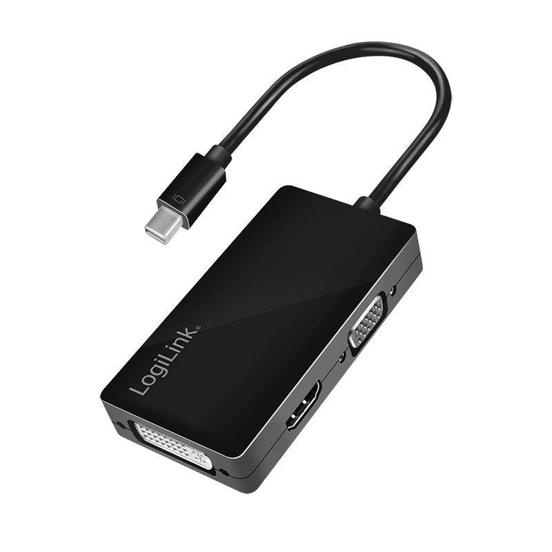 Adaptér Mini DisplayPort na Hdmi DVI Vga LogiLink 4K/30Hz černý 0,15 m