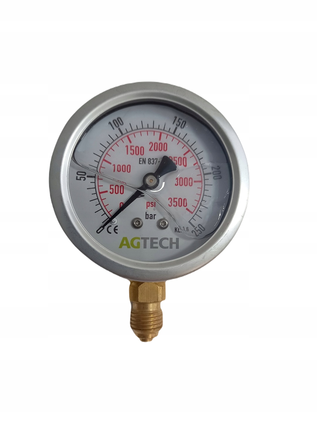 Manometr glicerynowy 0-250 Przyłącze dolne 1/4