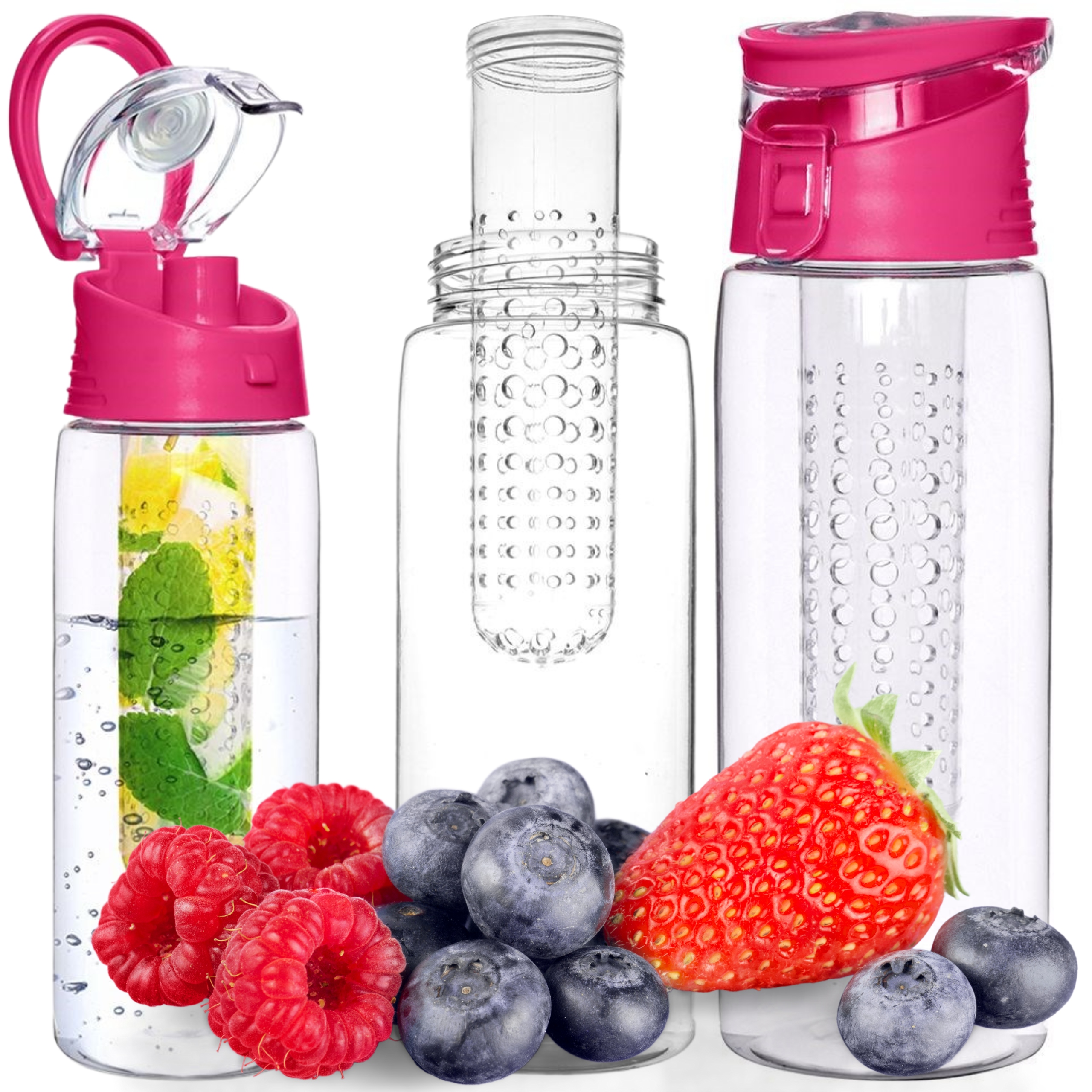 BUTELKA NA WODĘ Z WKŁADEM NA OWOCE 650ml NATURALNY OWOCOWY SMAK WODY