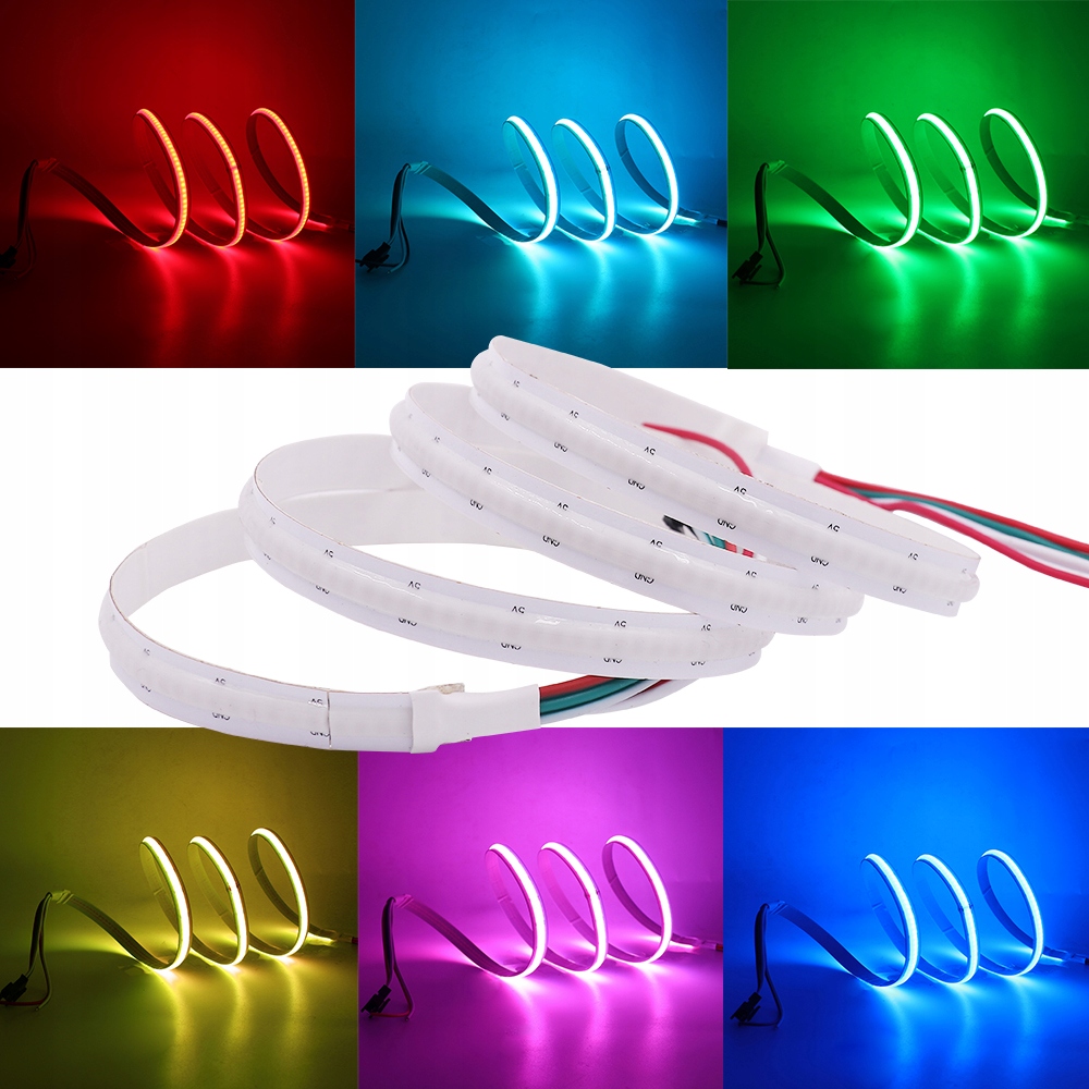 TAŚMA LED RGB COB KOLOROWA ZESTAW Z PILOTEM STEROWNIKIEM I ZASILACZEM 4M Marka inna