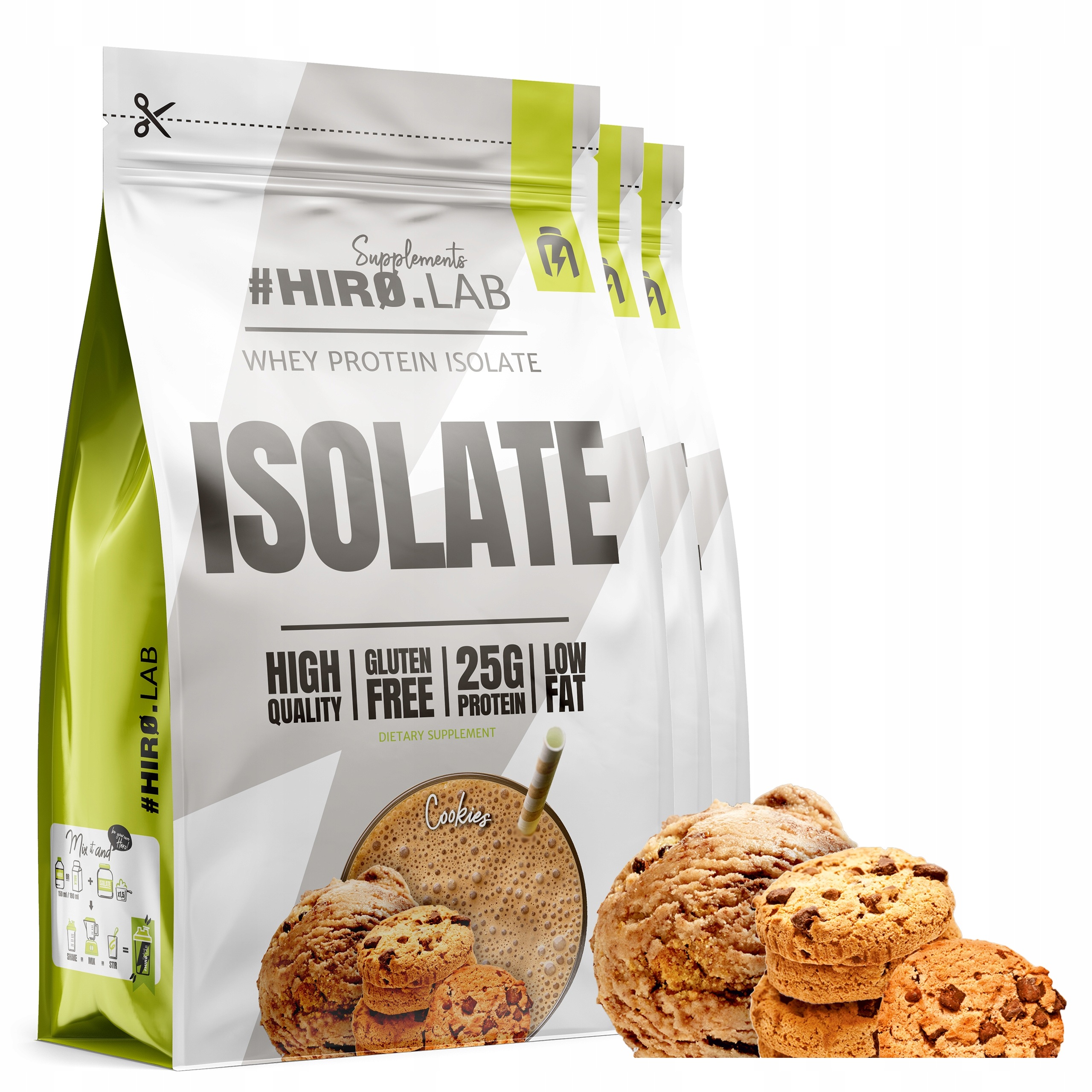 3x Proteinový izolát Whey Protein 700 g Protein Wpi Sušenky Hiro.Lab