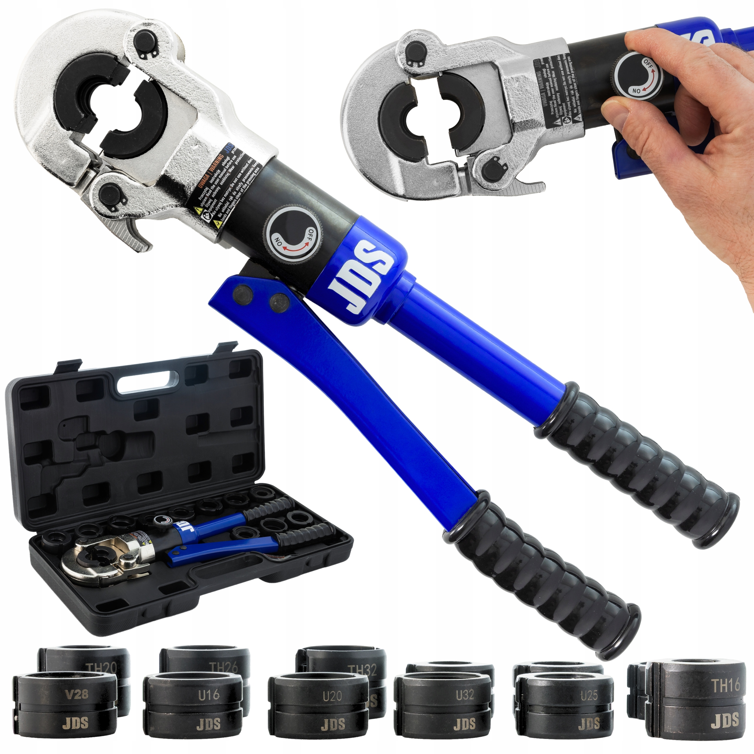 PRASKA ZACISKARKA DO RUR PEX HYDRAULICZNA ZESTAW 12 MATRYC TH U V 15-32mm