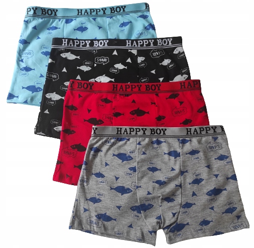 

4-pak bawełniane bokserki chłopięce z rekinami