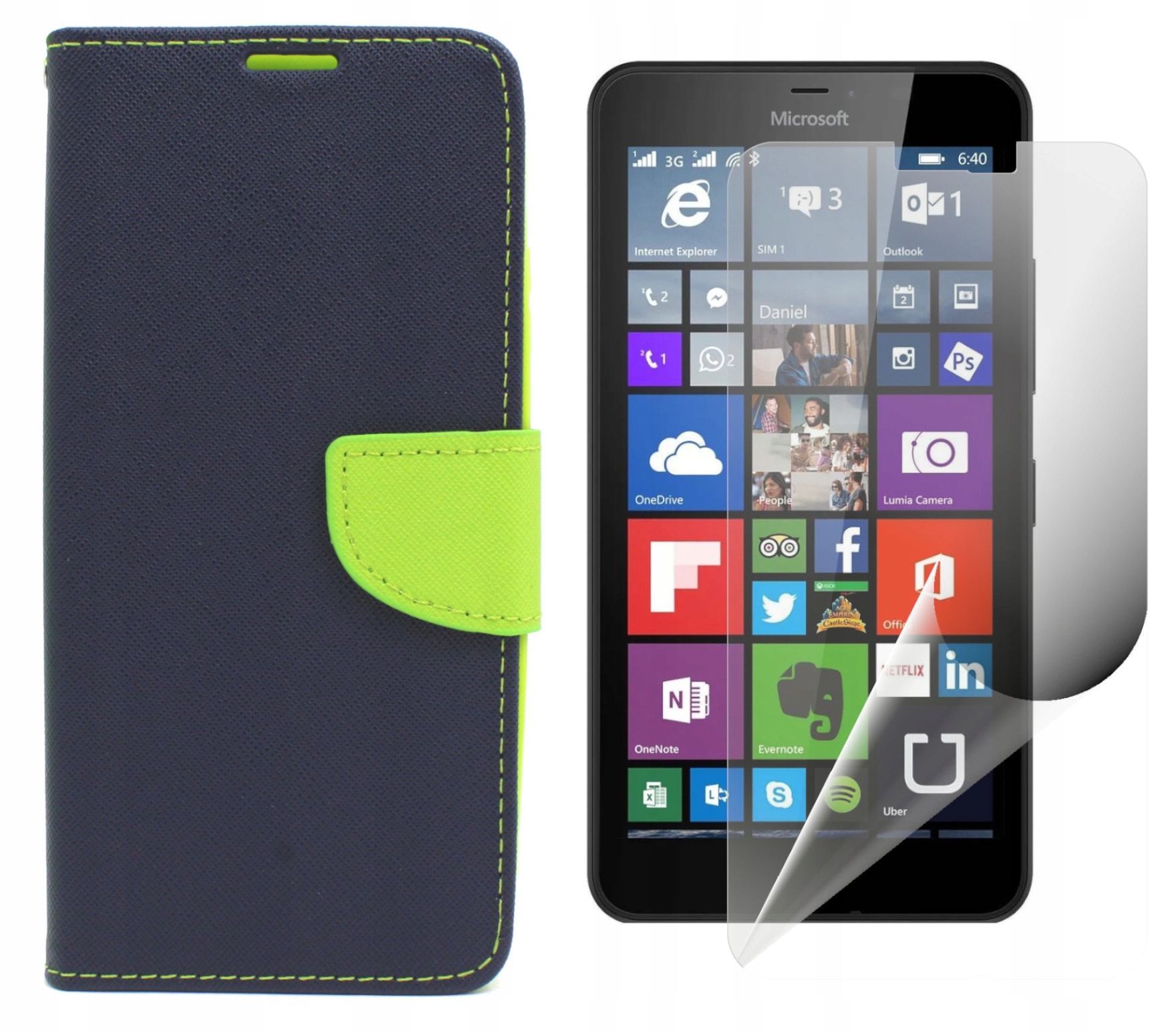 

Etui Fancy do Microsoft Lumia 640XL granat +folia