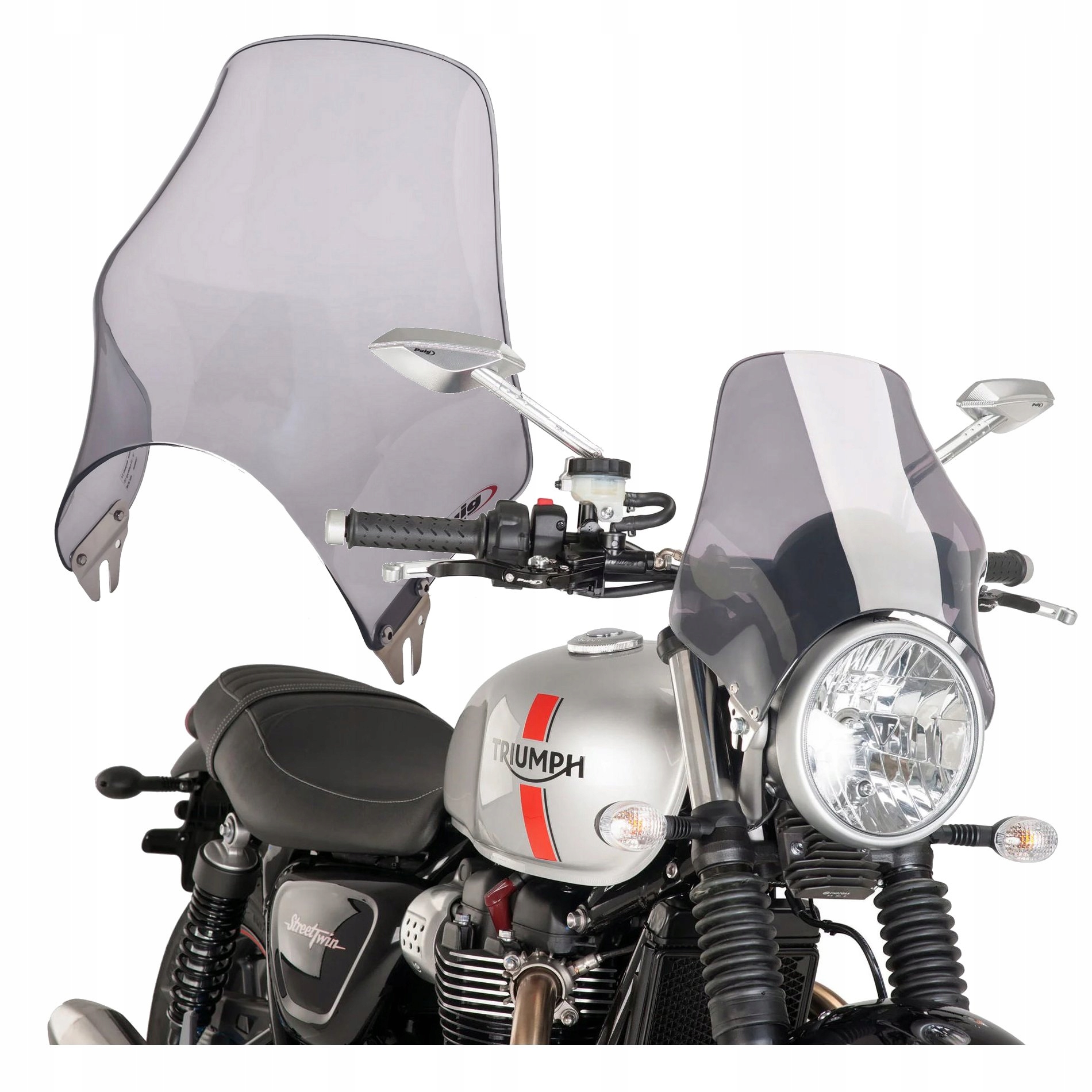 Sklenená motocyklová krytka pre nakedy s okrúhlou lampou, tónovaná, Puig