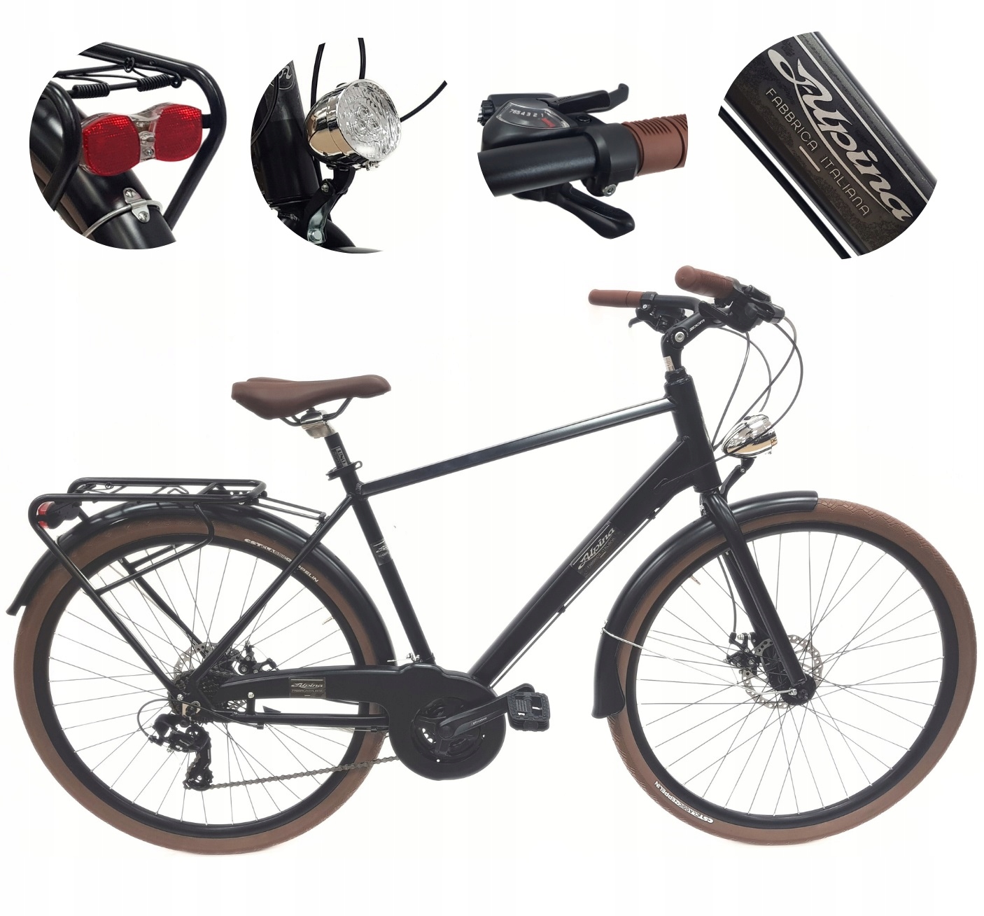 Pánské městské kolo Kola 28" Hliníkové kotouče Osvětlení Patka Shimano