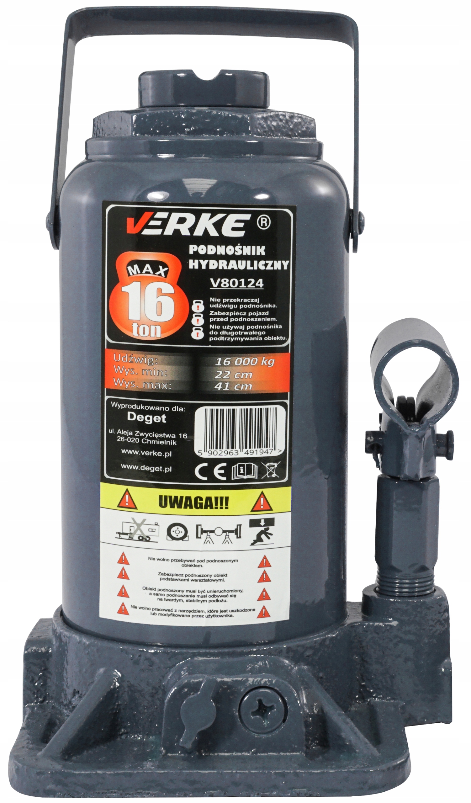 PODNOŚNIK SŁUPKOWY HYDRAULICZNY BUTELKOWY ŻABA LEWAREK 16T TON SOLIDNY!! Kod producenta V80124